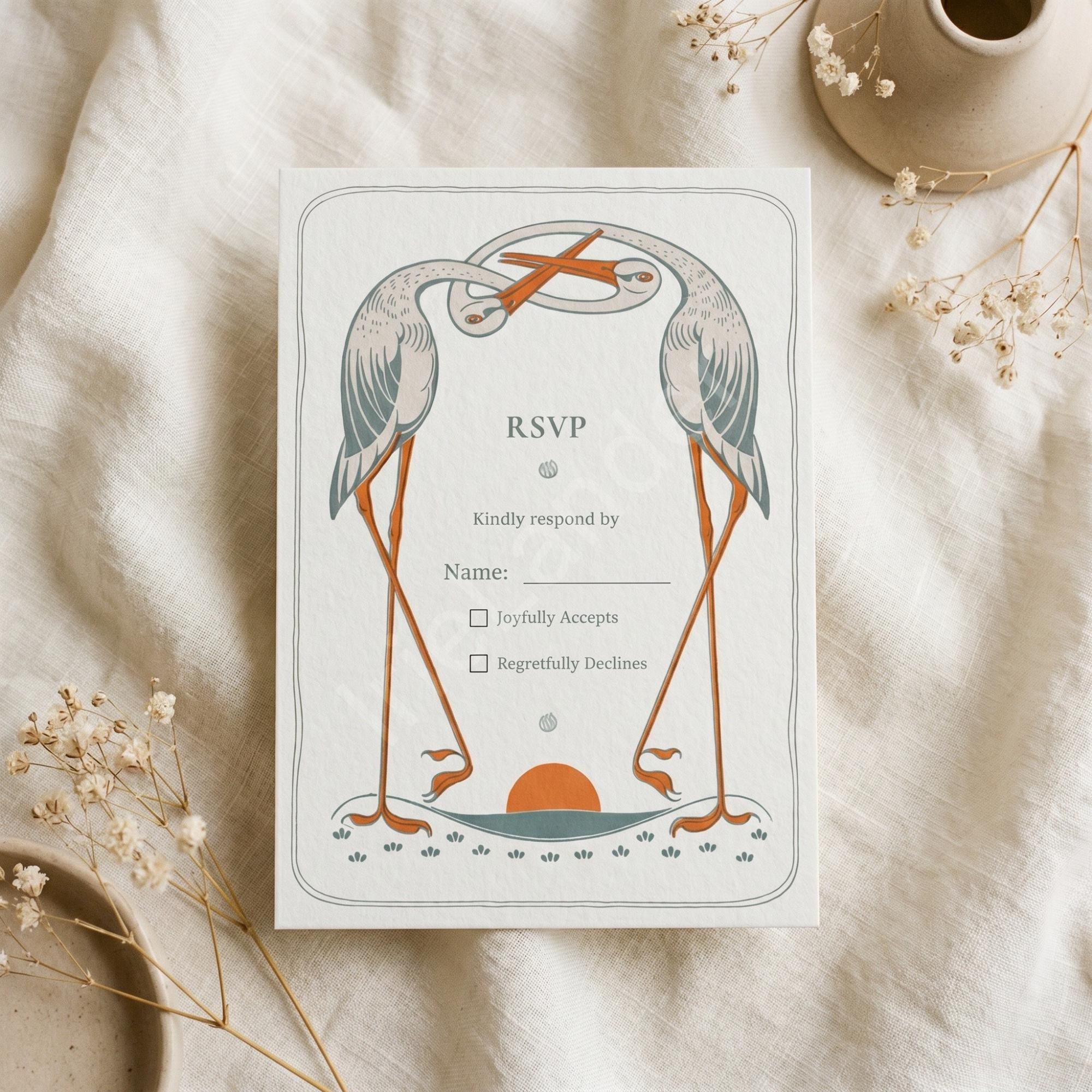 Stork Baby Shower Invitation Bundle: PRINTED, archival stork designs + wax seals, hand-lettering + stamps optional, view 4