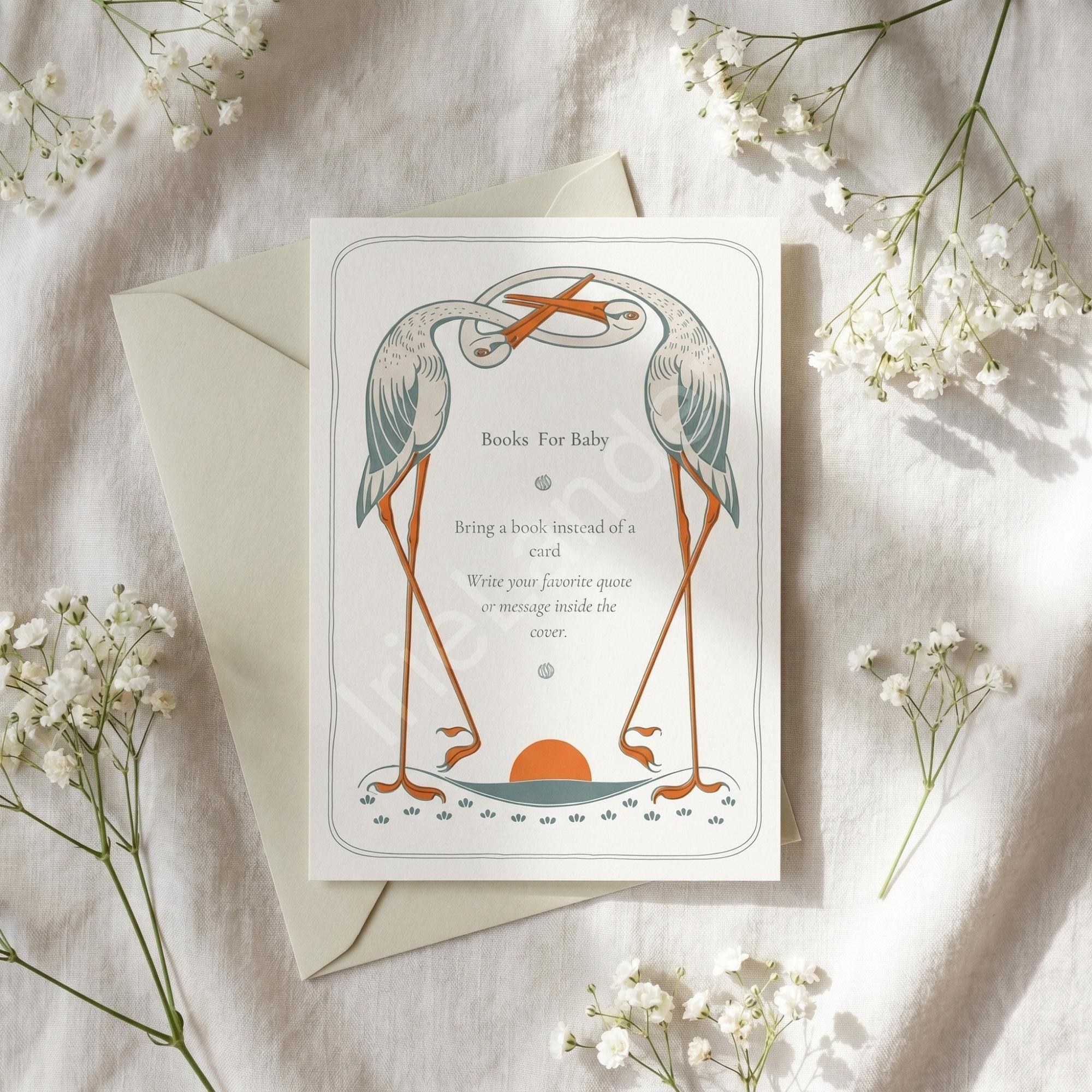 Stork Baby Shower Invitation Bundle: PRINTED, archival stork designs + wax seals, hand-lettering + stamps optional, view 5
