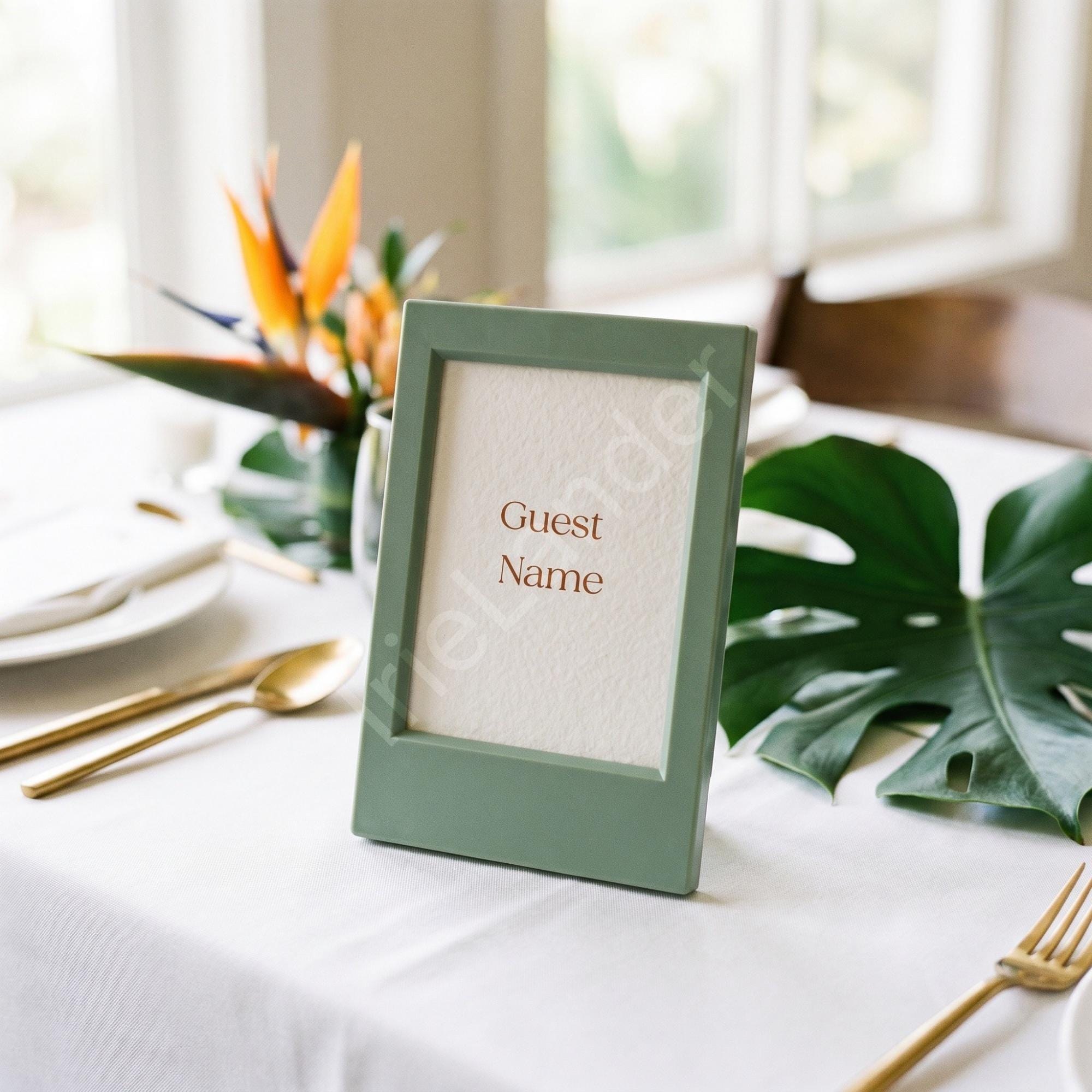 Sage Lime Blue Frame Place Card Favor, Keepsake Guest Photo Frame, view 2