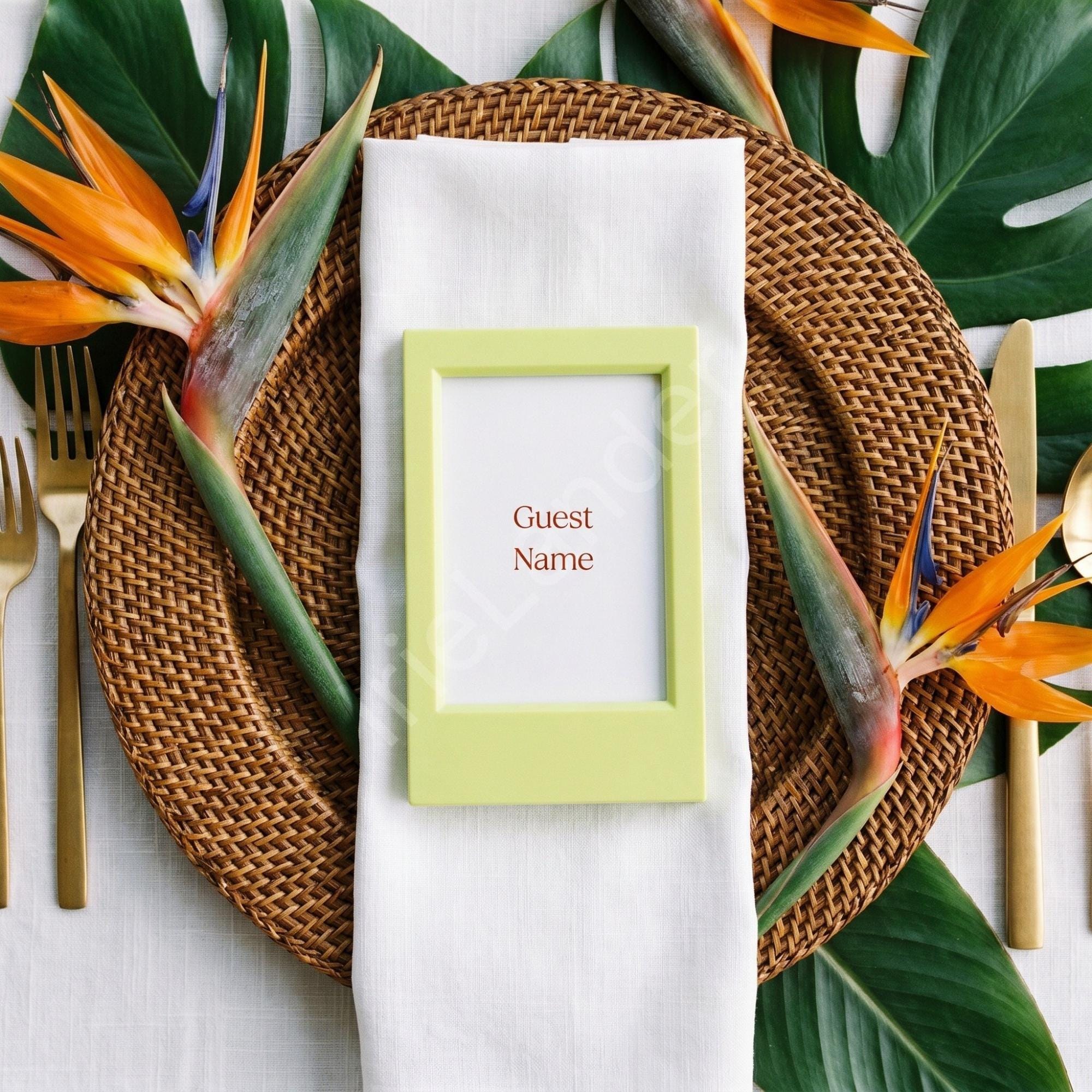 Sage Lime Blue Frame Place Card Favor, Keepsake Guest Photo Frame, view 8