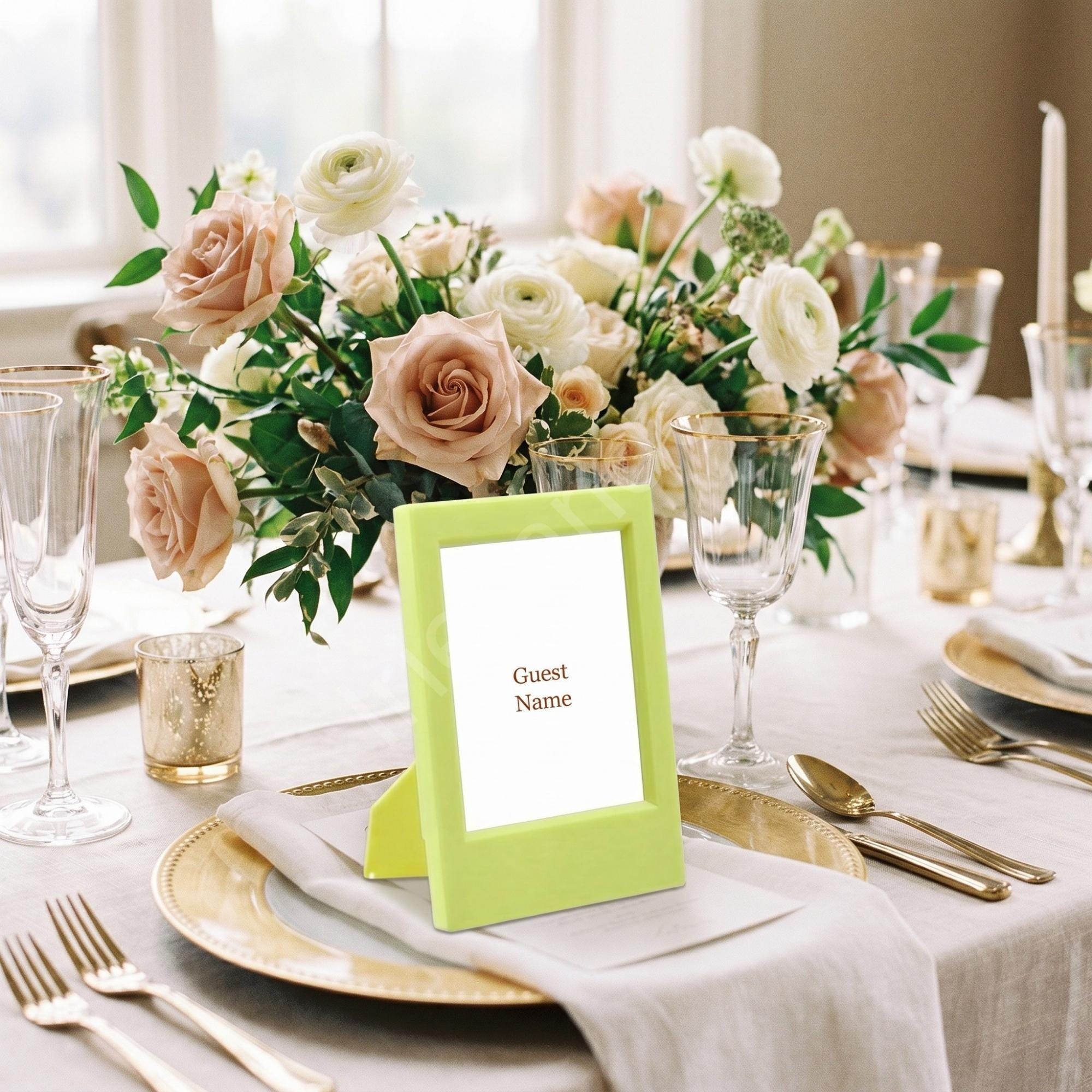 Sage Lime Blue Frame Place Card Favor, Keepsake Guest Photo Frame, view 9