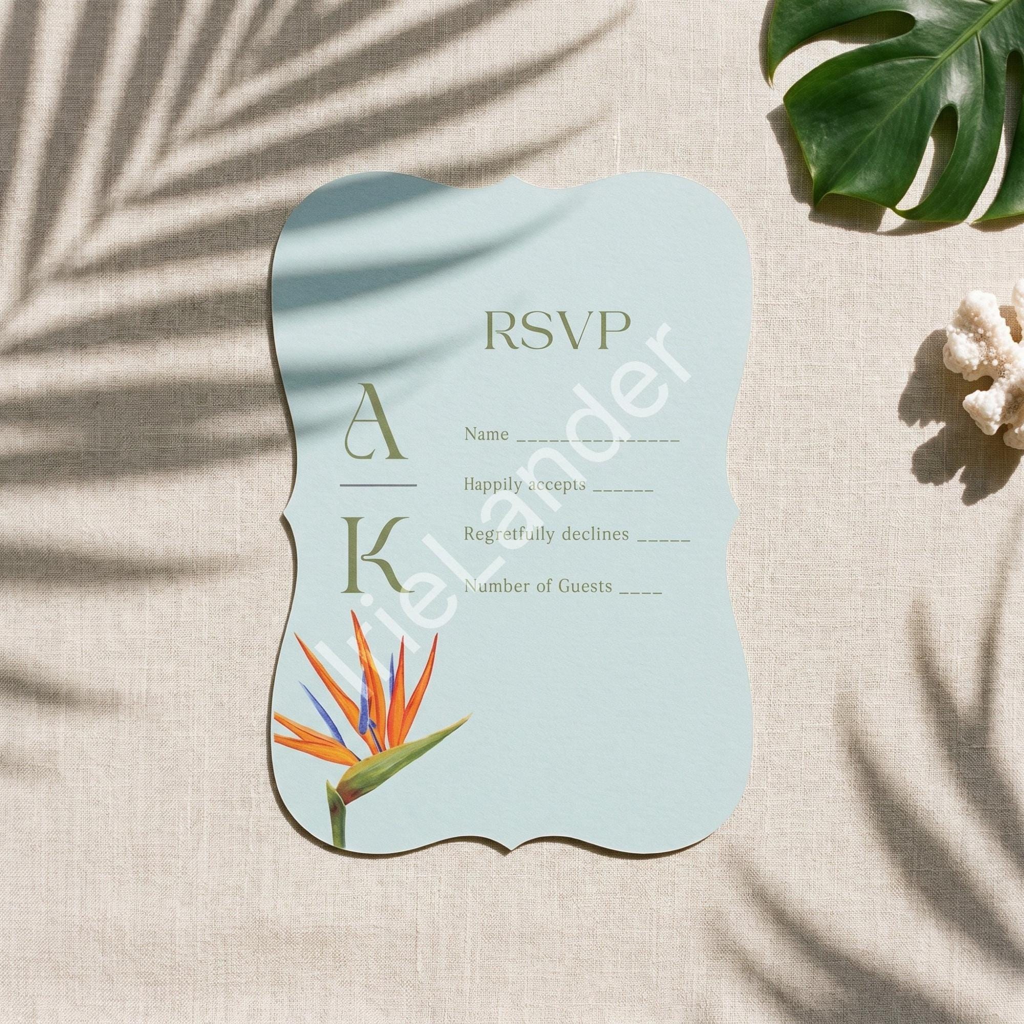 Tropical Bird of Paradise Wedding Suite: PRINTED | vellum with Dunn’s River Falls + frame, view 6