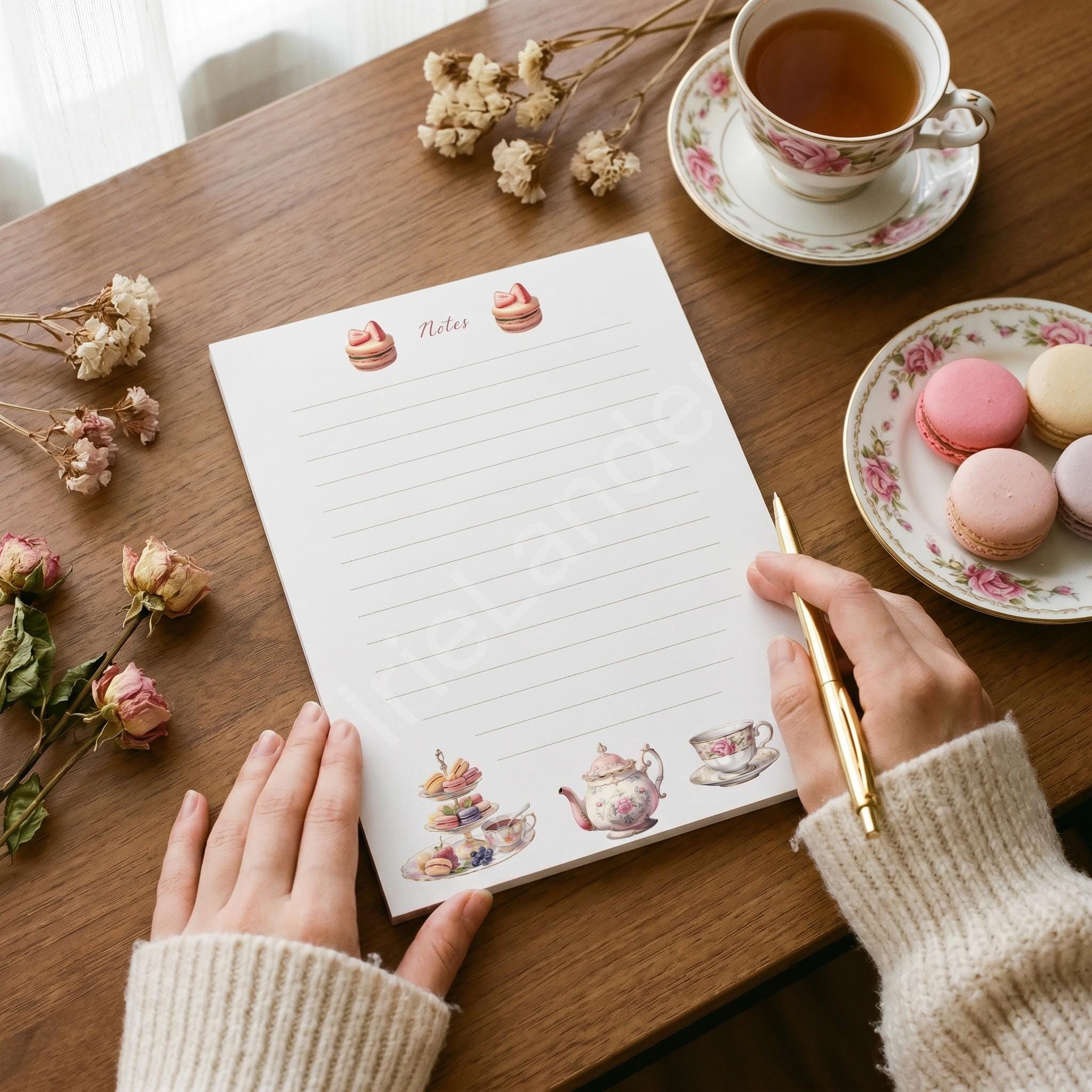 Tea Party Stationery, lined notepad, horizontal note card, Post-it® Notes, buy set or individually, view 6