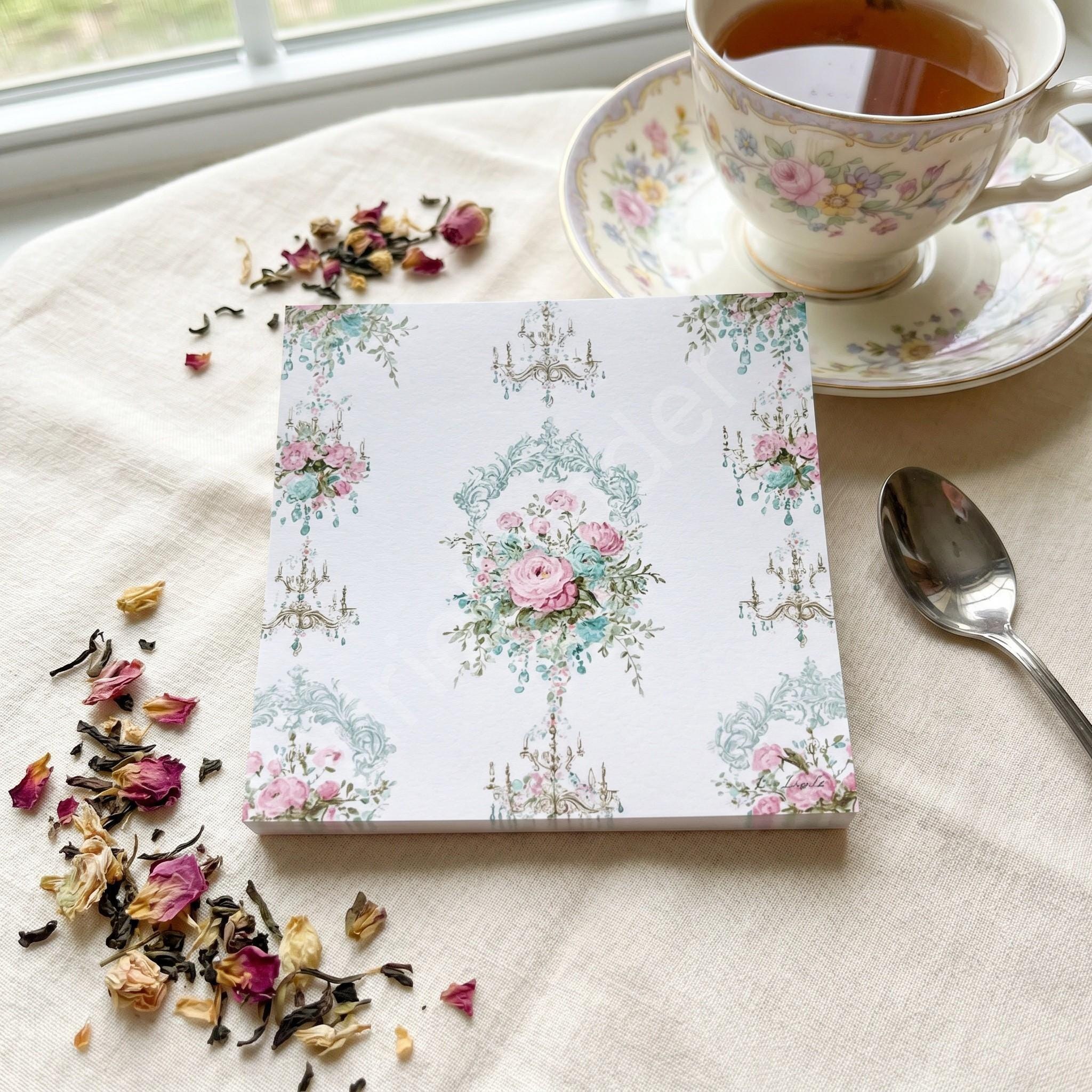 Tea Party Stationery, lined notepad, horizontal note card, Post-it® Notes, buy set or individually, view 7