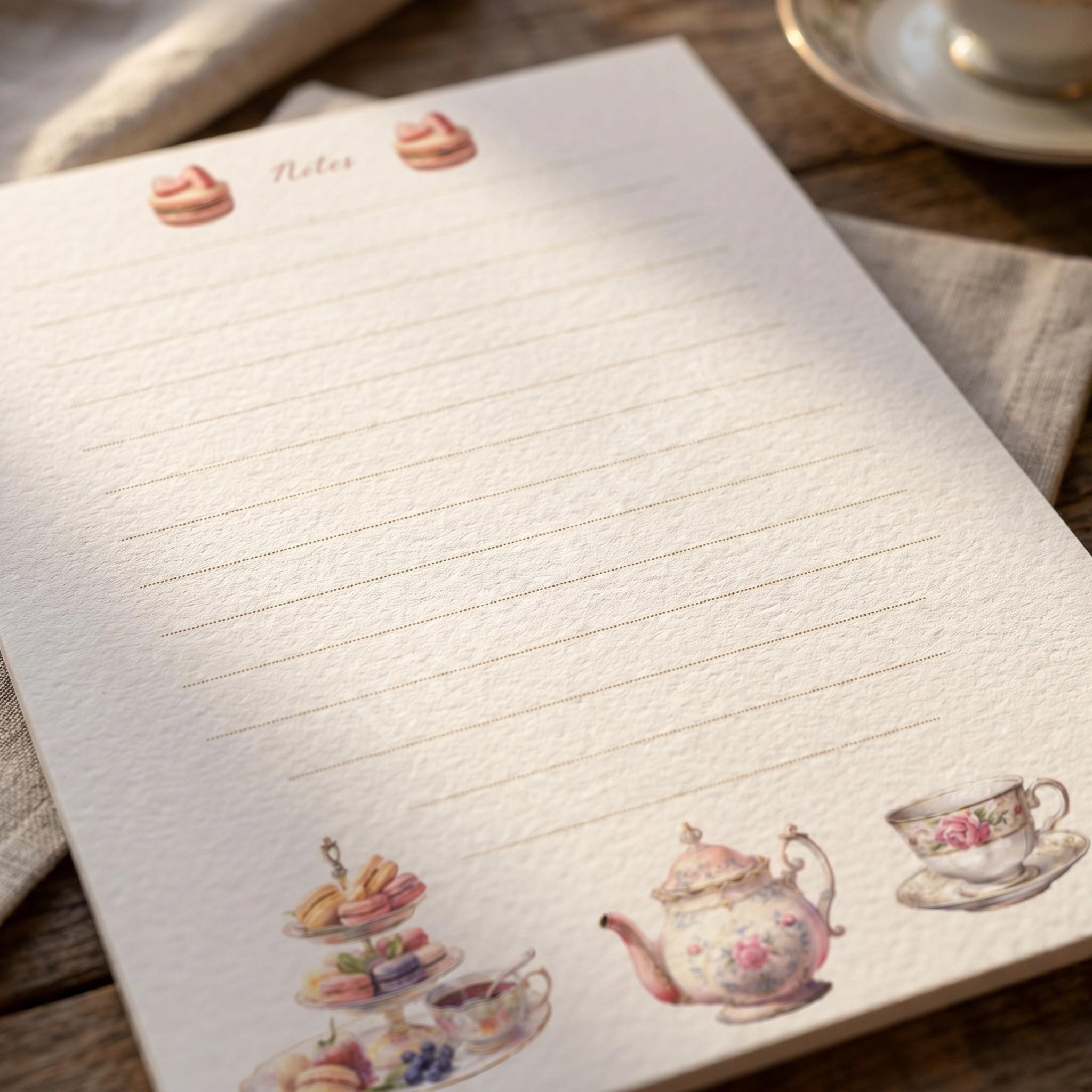 Tea Party Stationery, lined notepad, horizontal note card, Post-it® Notes, buy set or individually, view 8