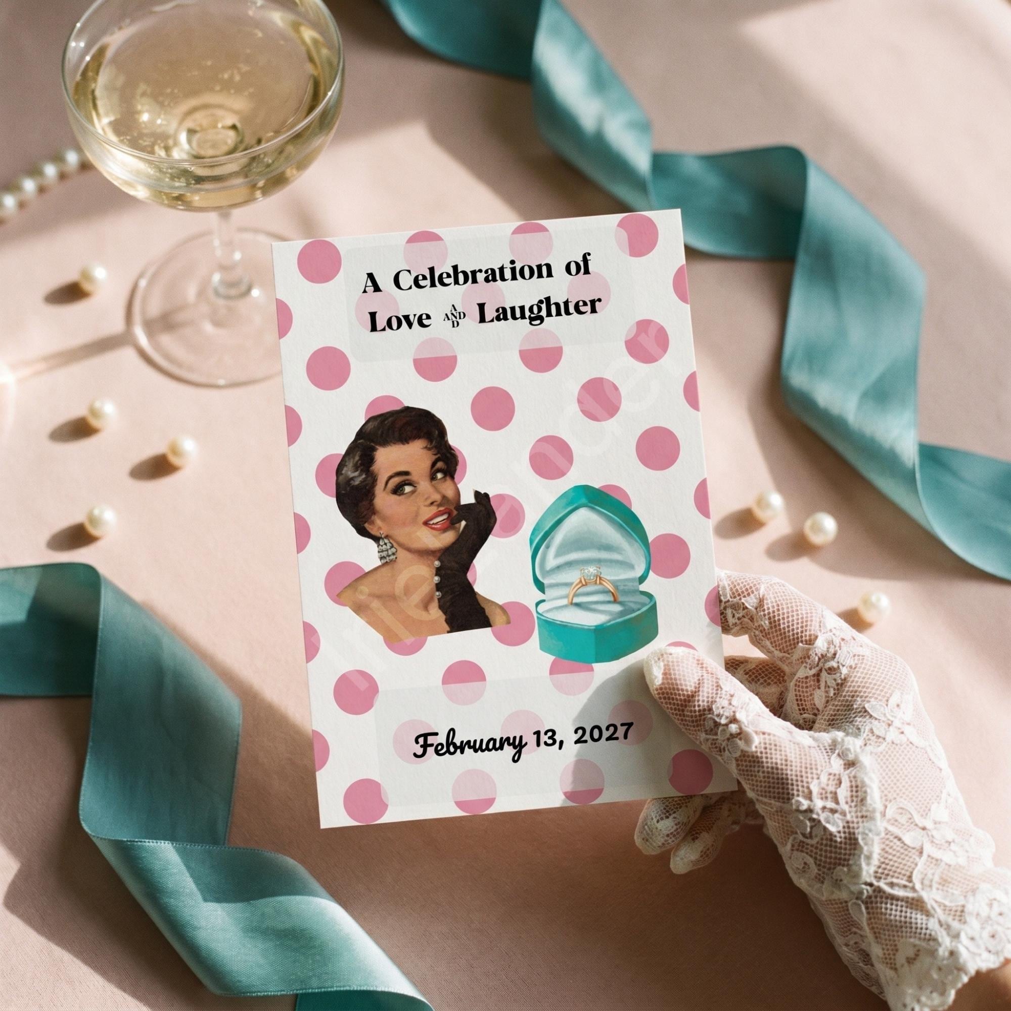 Retro 50s Bridal Shower Invitation Printed Set: Polka dot design, cultural bride options, view 4