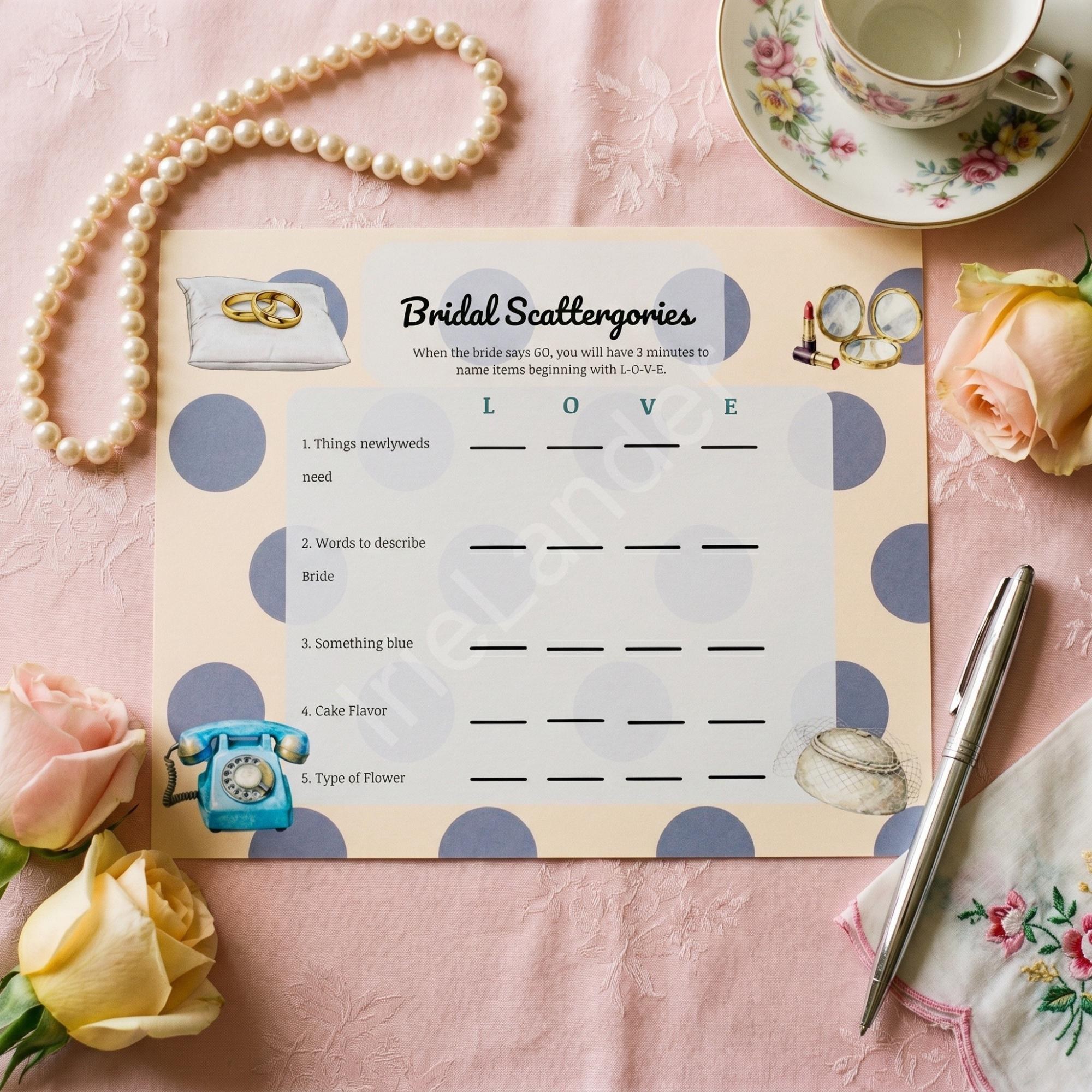 Retro 50s Bridal Shower Invitation Printed Set: Polka dot design, cultural bride options, view 7