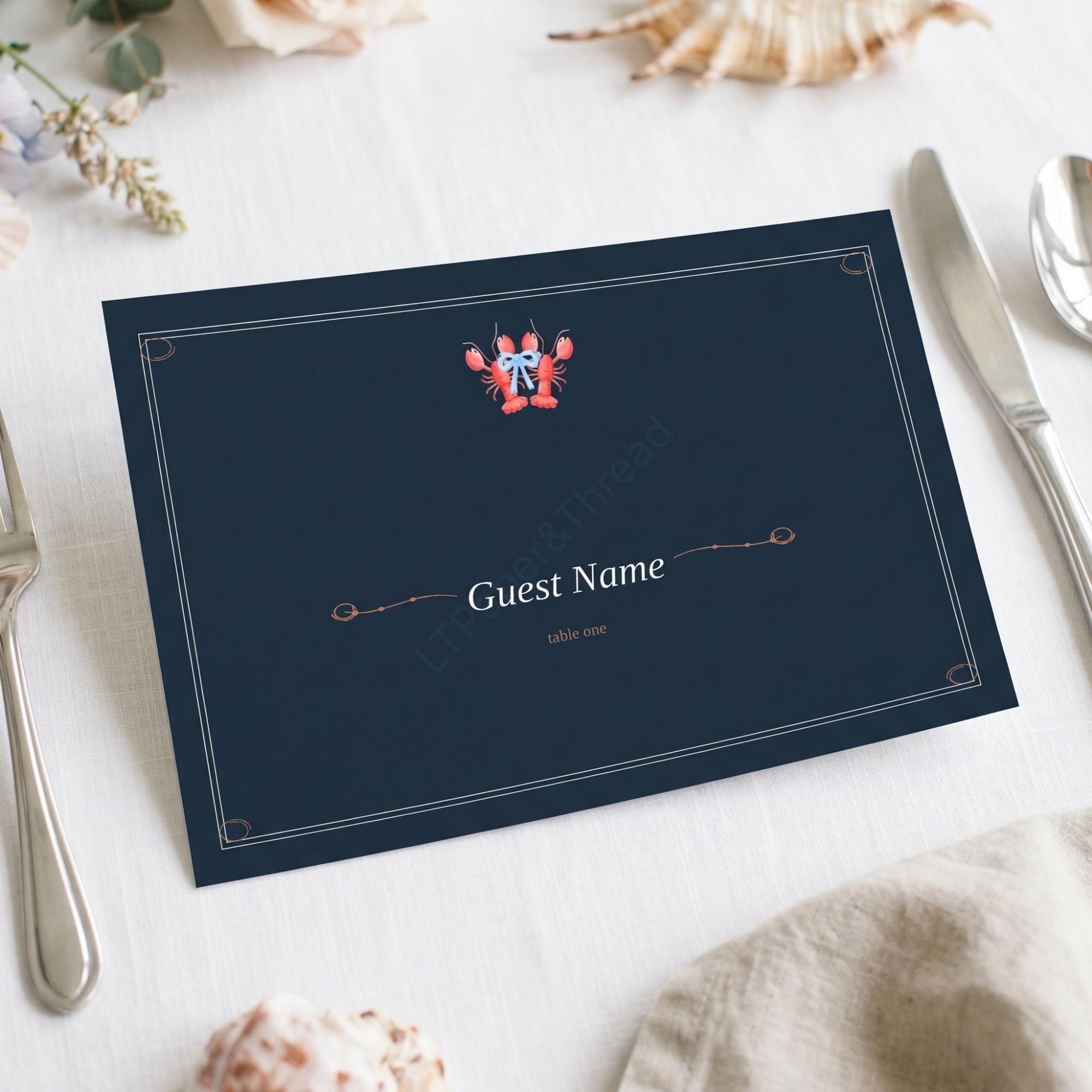 Lobster Wedding Invitation Suite, nautical and coastal navy design, acrylic welcome sign included, view 10