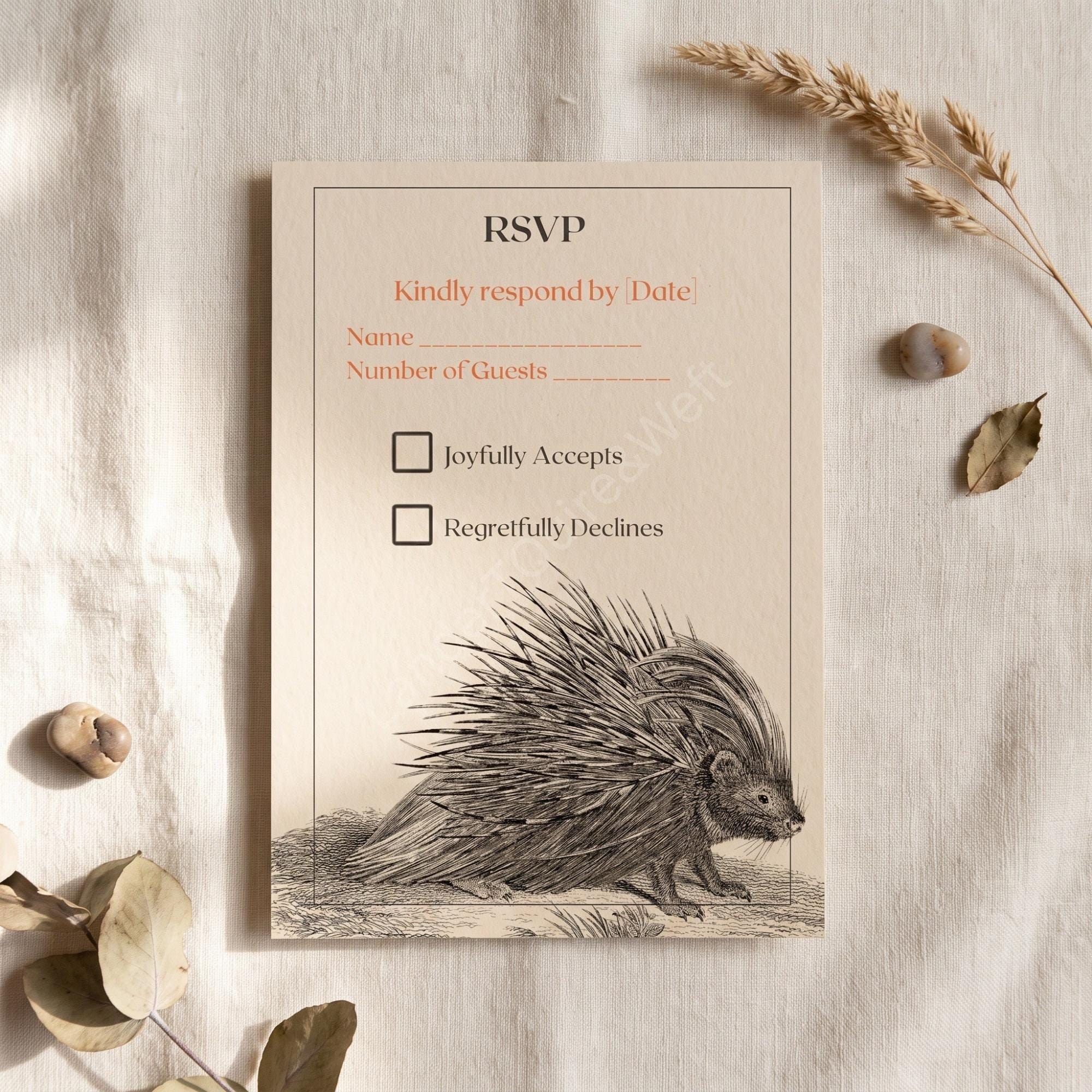 Woodland Porcupine Baby Shower Invitation Bundle: PRINTED, archival designs + wax seals, hand-lettering + stamps optional, view 3