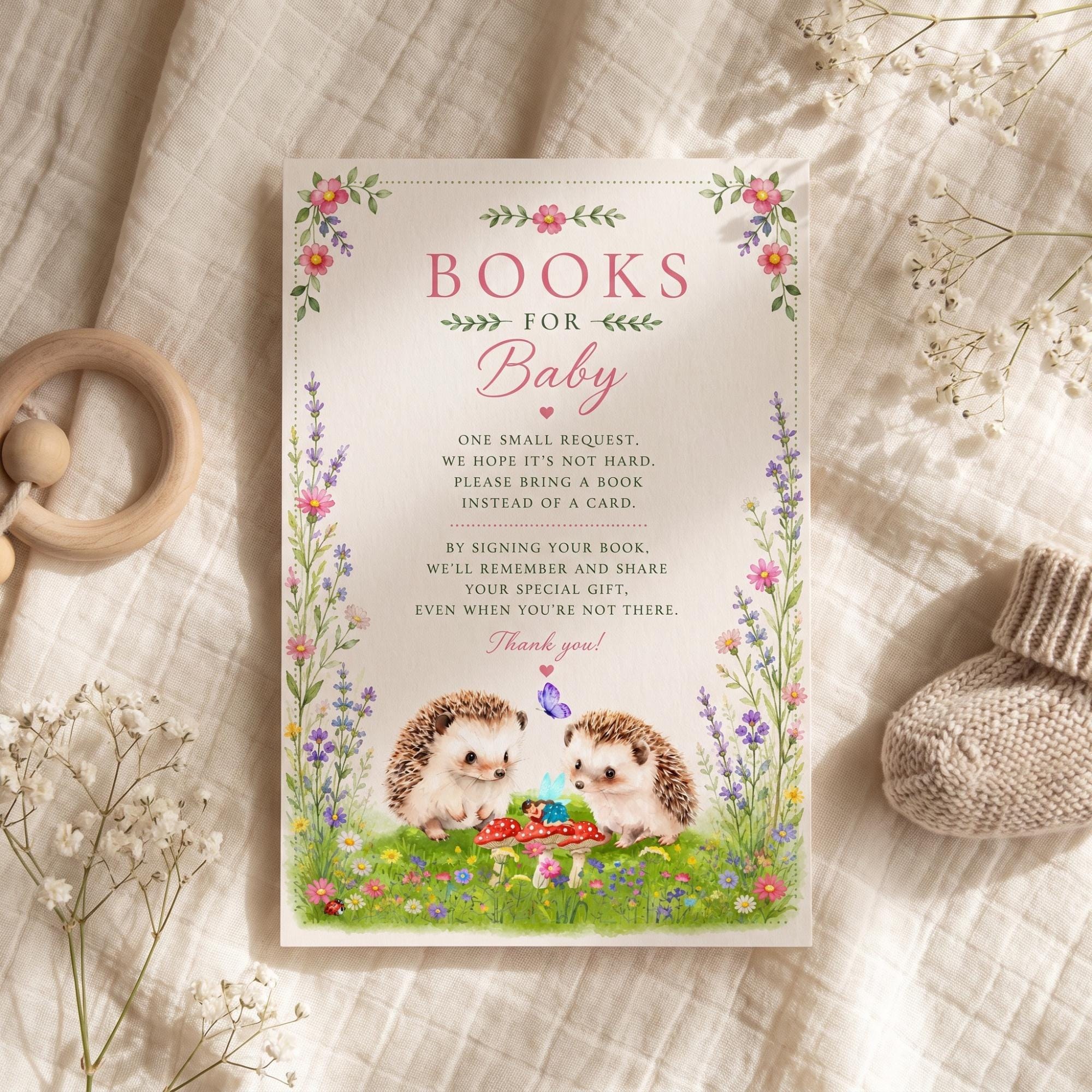 Woodland Hedgehog Baby Shower Invitation Bundle: PRINTED, watercolor designs + wax seals, hand-lettering + stamps optional, view 5