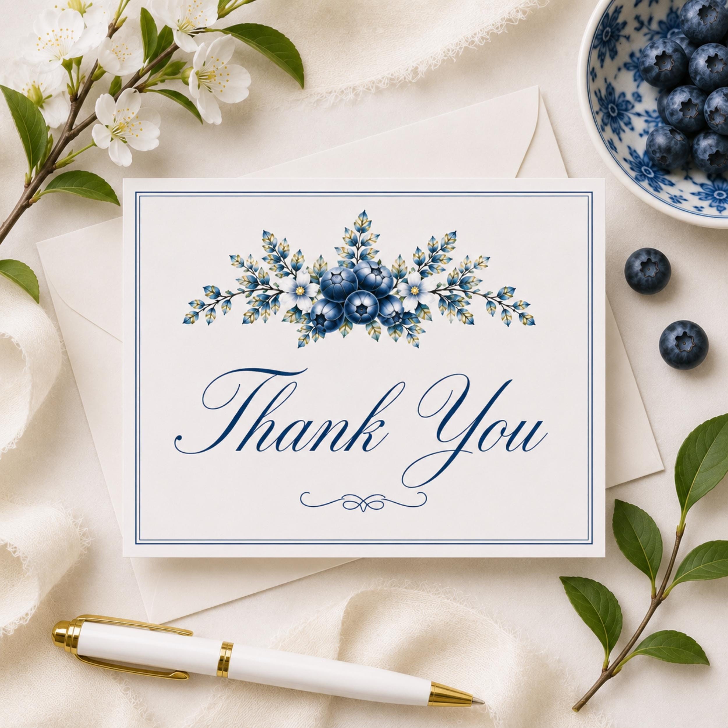 Blueberry & Birch Wedding Invitation Suite | Semi-Custom Wedding Invitations | Elegant Blue Botanical Designs, view 6