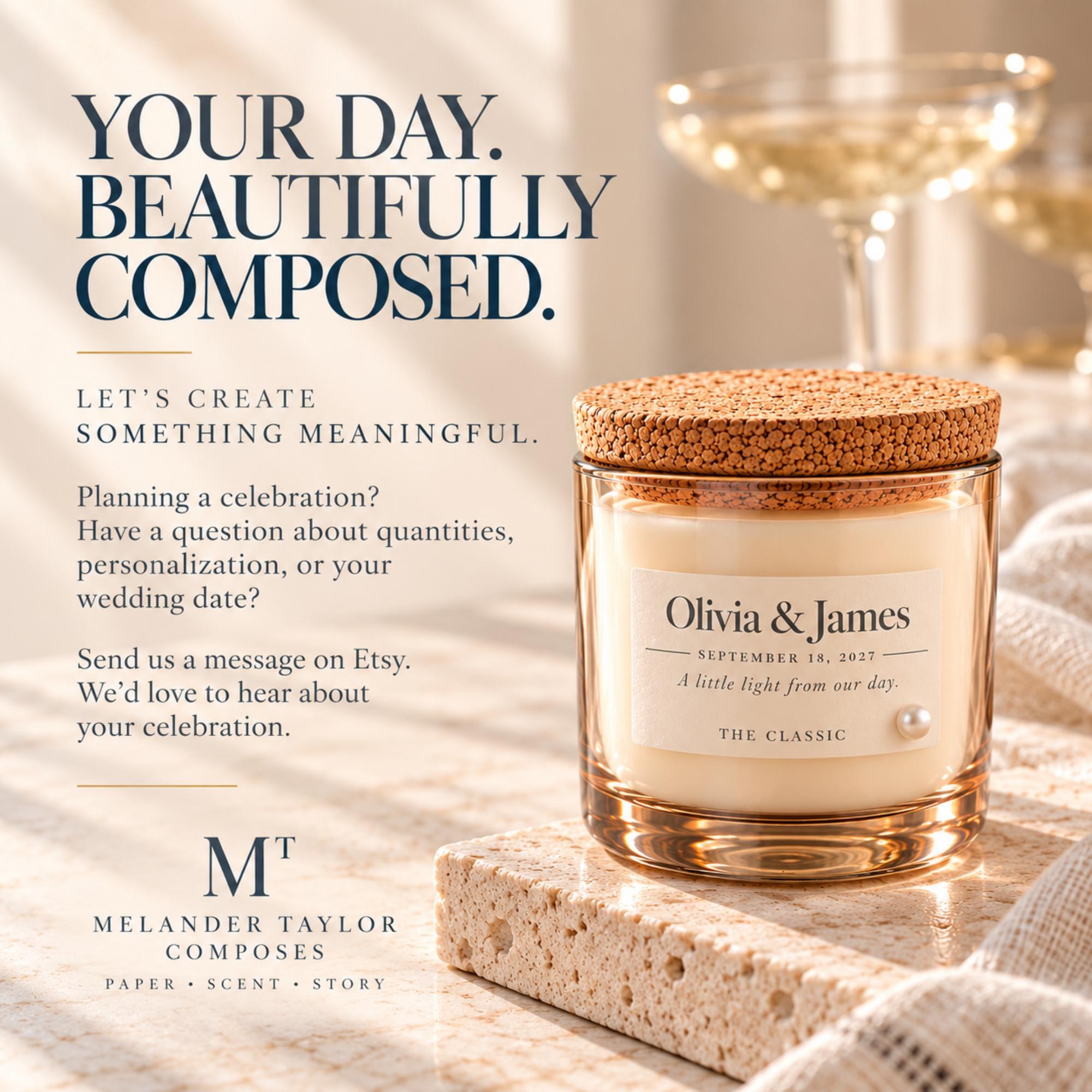 Personalized Wedding Favor Candle, Cork Lid, Soy Wax, Hemp Wick, Custom Date and Names, view 11