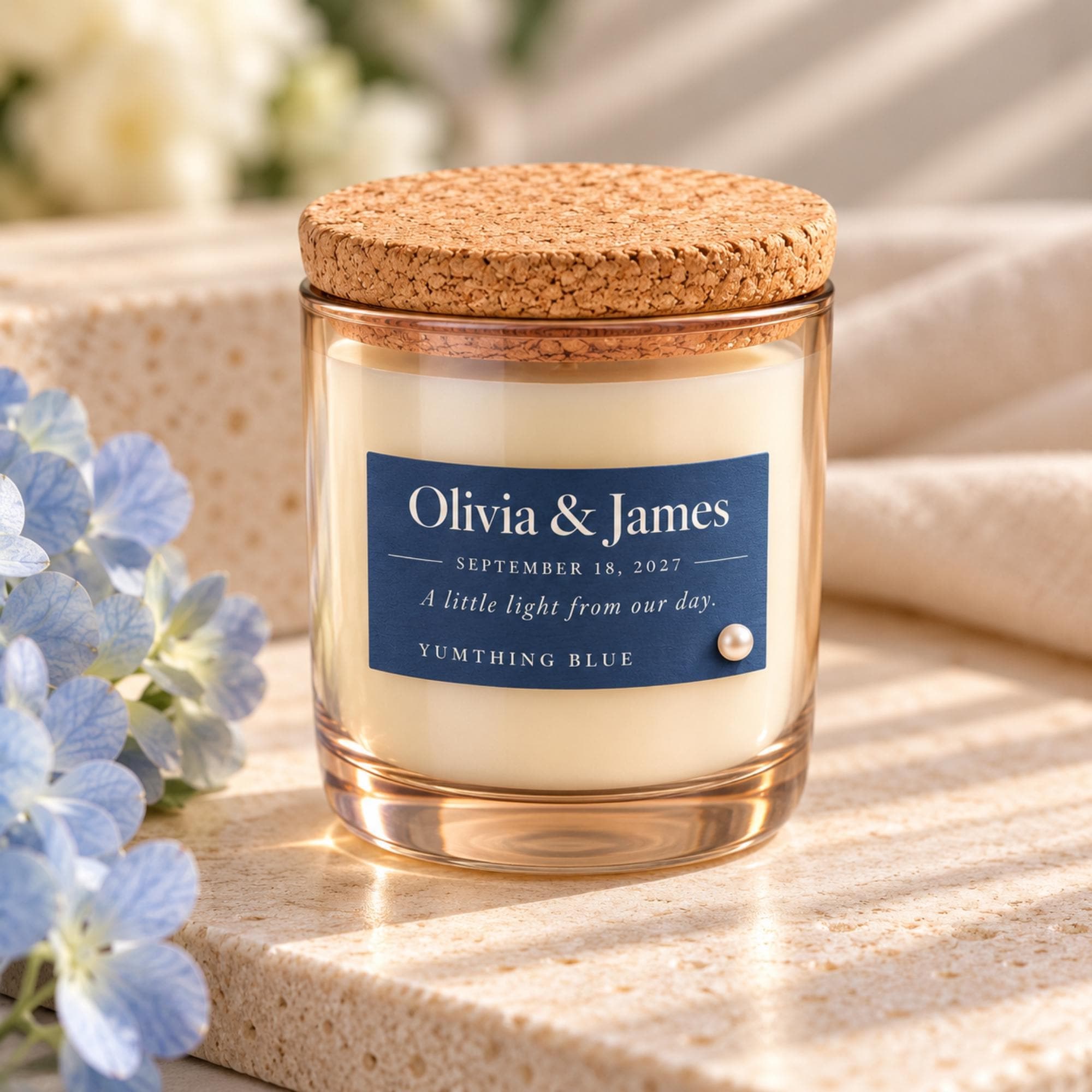 Personalized Wedding Favor Candle, Cork Lid, Soy Wax, Hemp Wick, Custom Date and Names, view 12