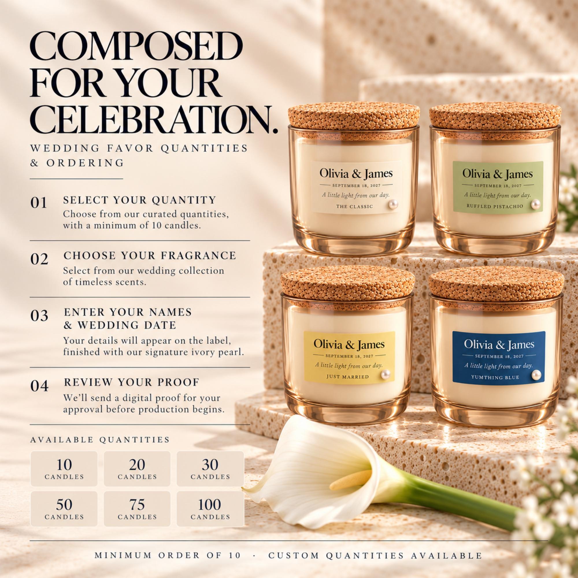 Personalized Wedding Favor Candle, Cork Lid, Soy Wax, Hemp Wick, Custom Date and Names, view 5