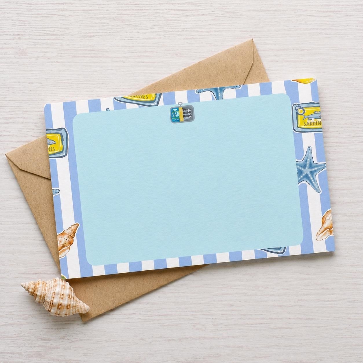 Sardine Stationery Set | Coastal Notepad and Notecards | Beach | Lemon and Sea Inspired Gift, view 7