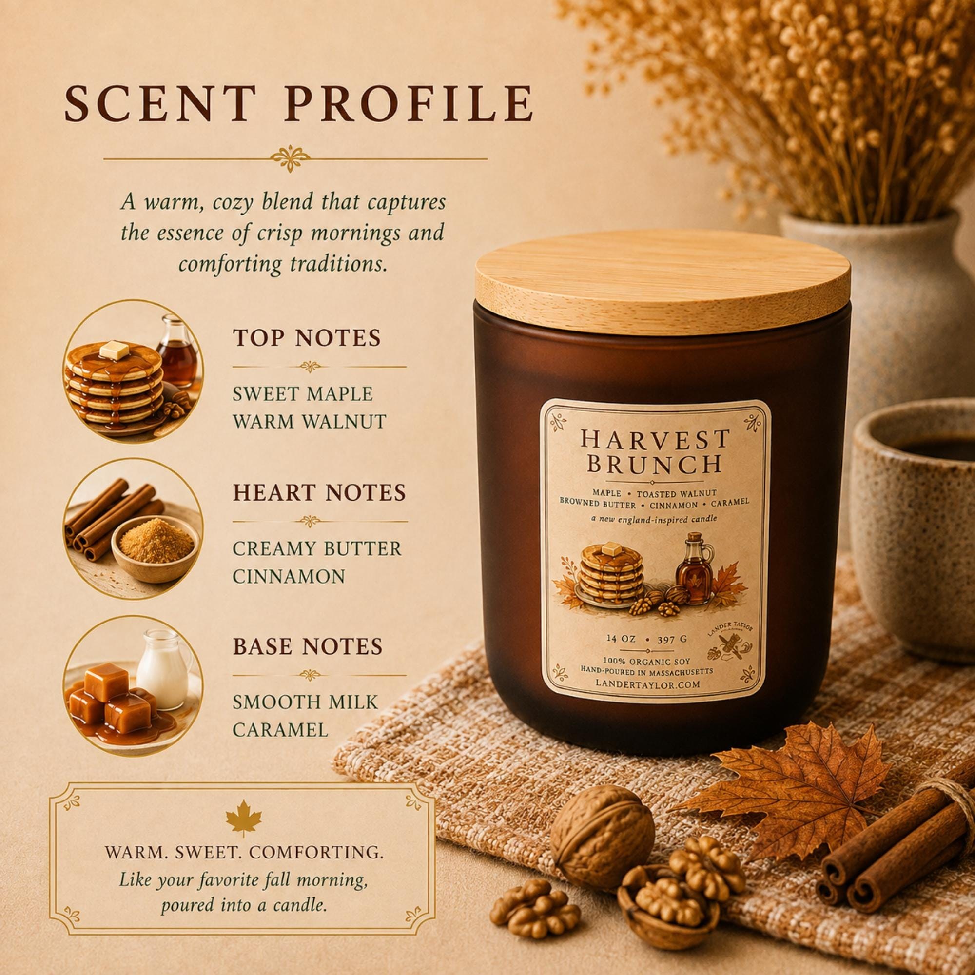 Maple Walnut Pancakes Hemp Wick Candle | Organic Soy Wax, Fall Harvest Scent, view 3