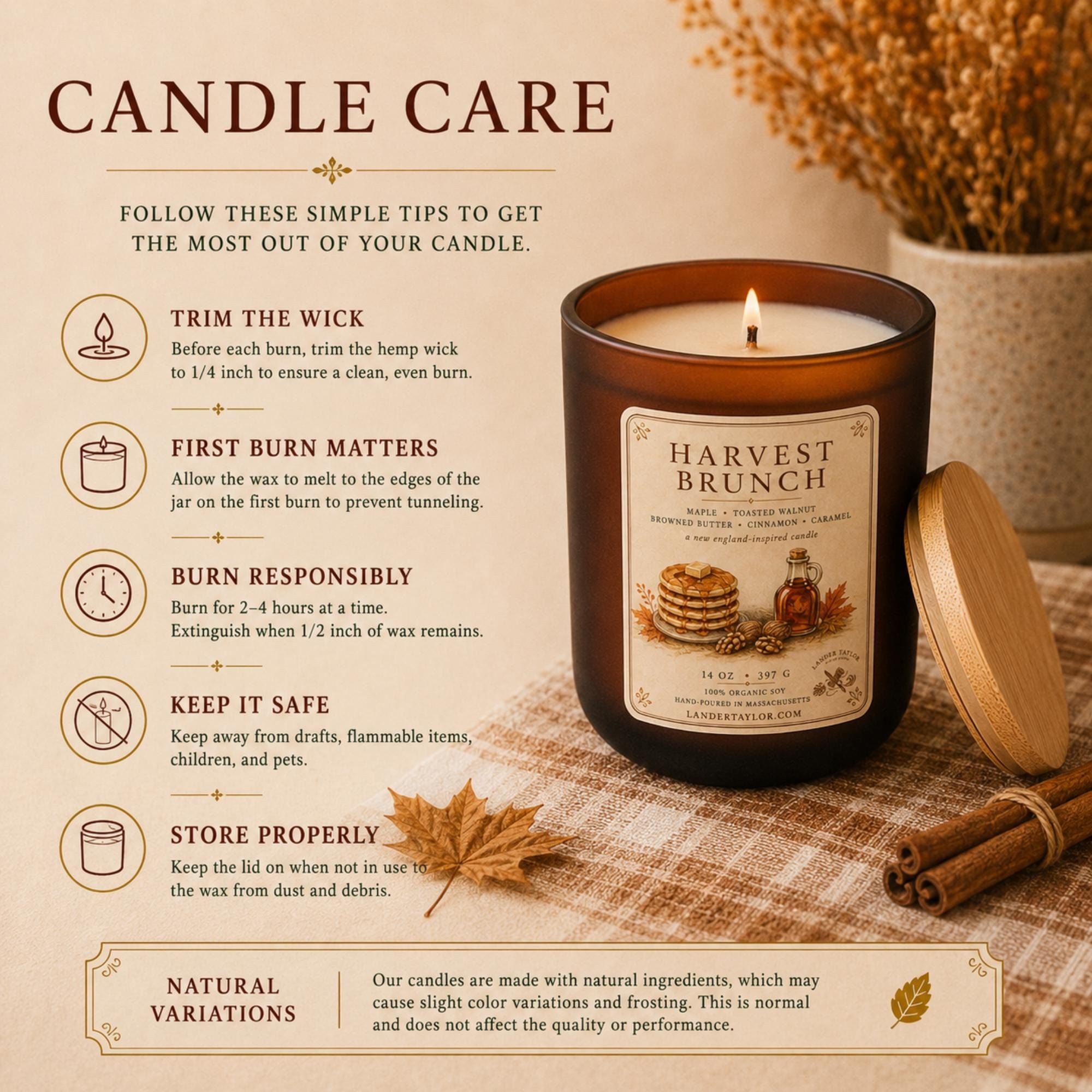 Maple Walnut Pancakes Hemp Wick Candle | Organic Soy Wax, Fall Harvest Scent, view 6