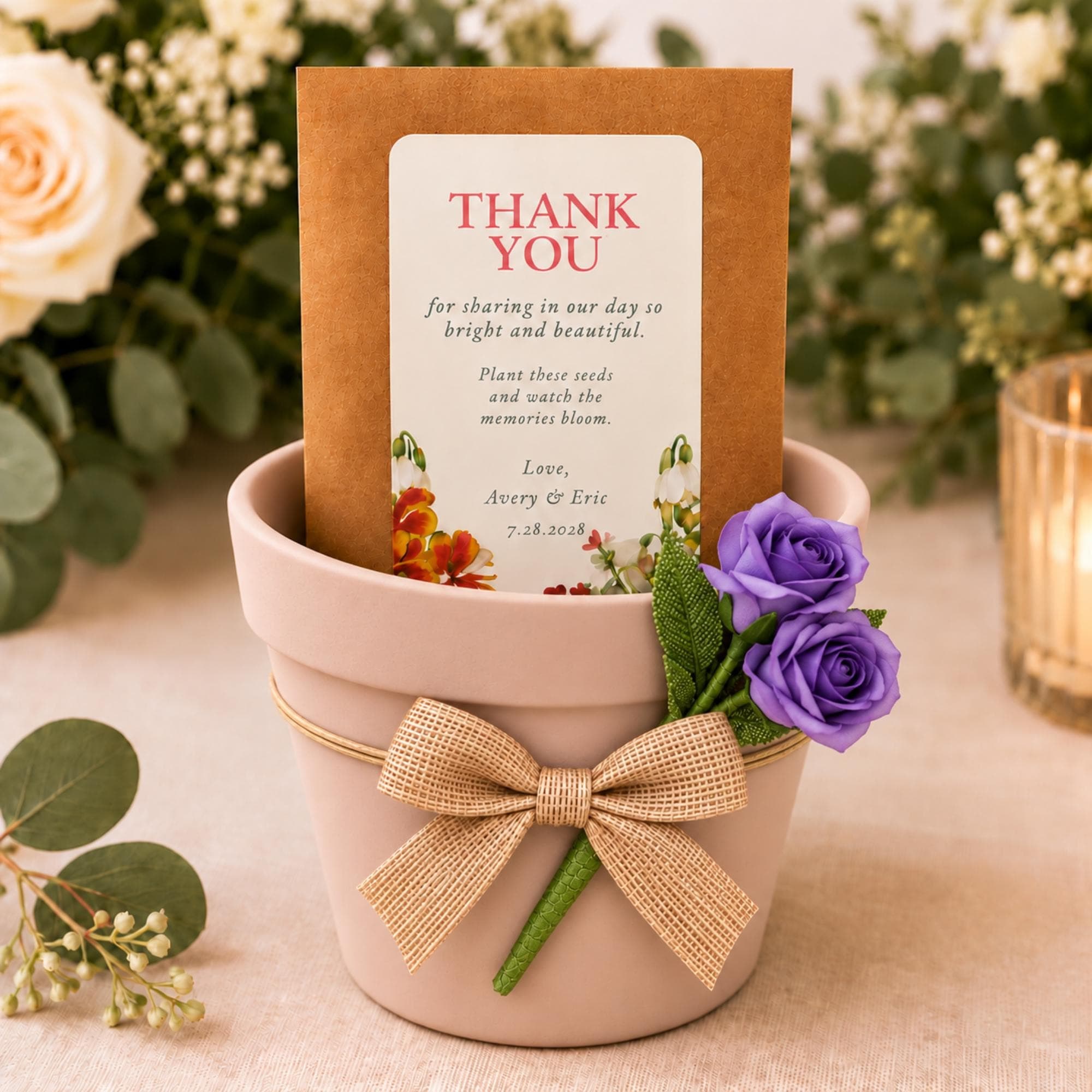 Personalized Wildflower Seed Favors, Terracotta Pot Wedding Favors, Mini Planting Kit