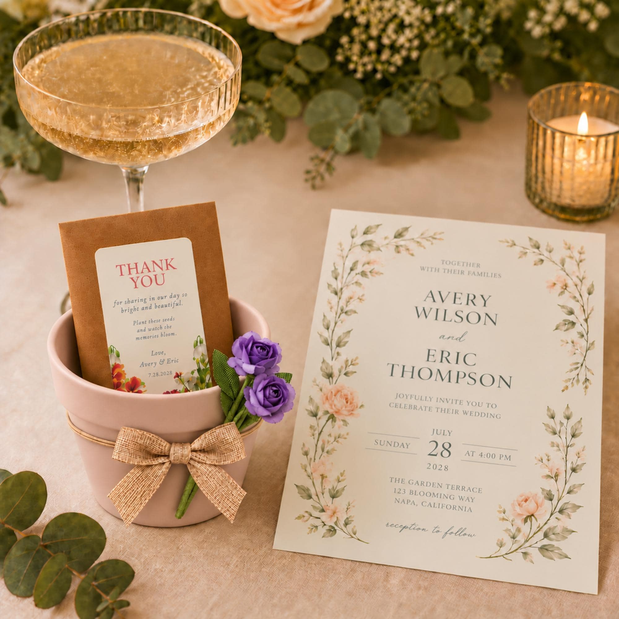 Personalized Wildflower Seed Favors, Terracotta Pot Wedding Favors, Mini Planting Kit, view 4