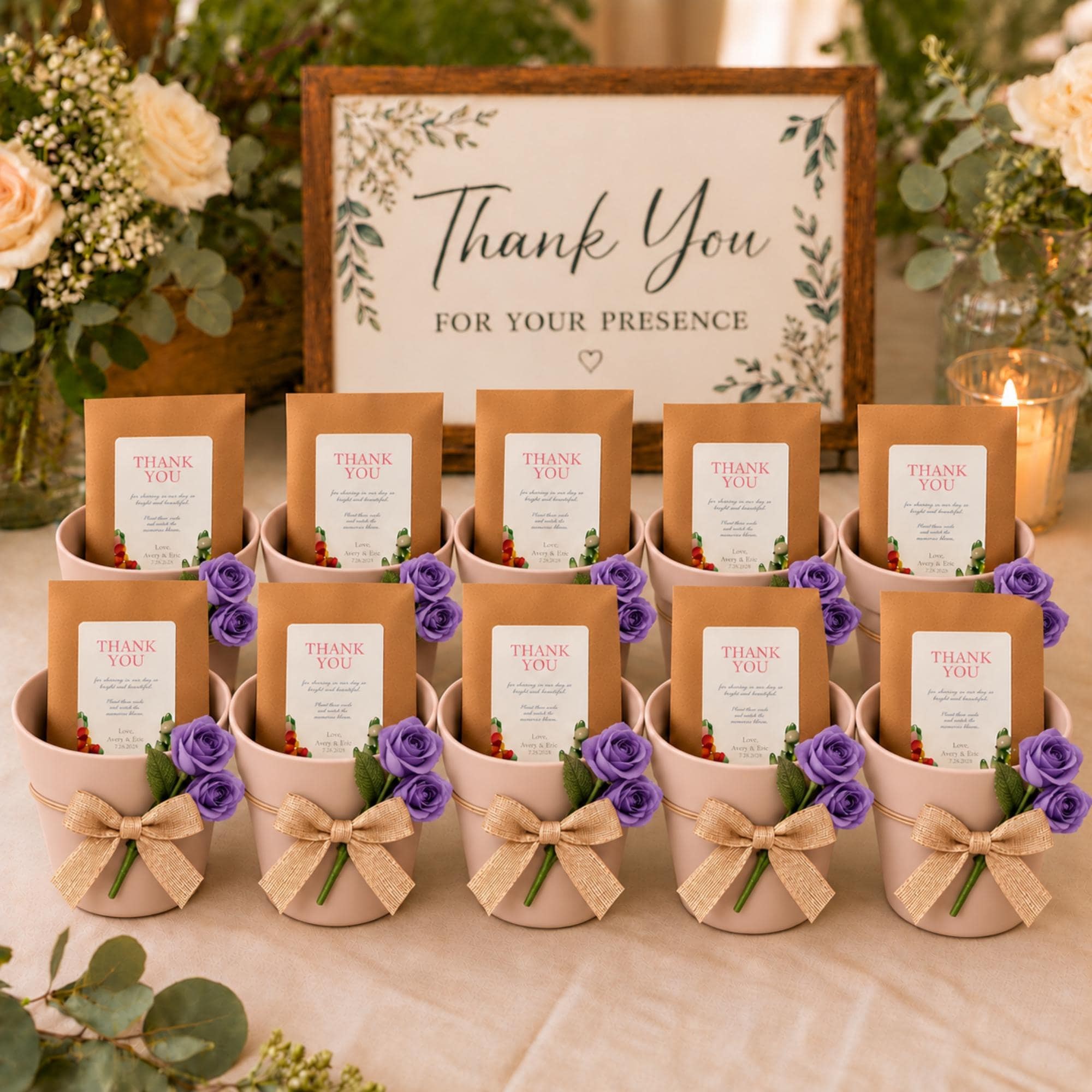 Personalized Wildflower Seed Favors, Terracotta Pot Wedding Favors, Mini Planting Kit, view 5