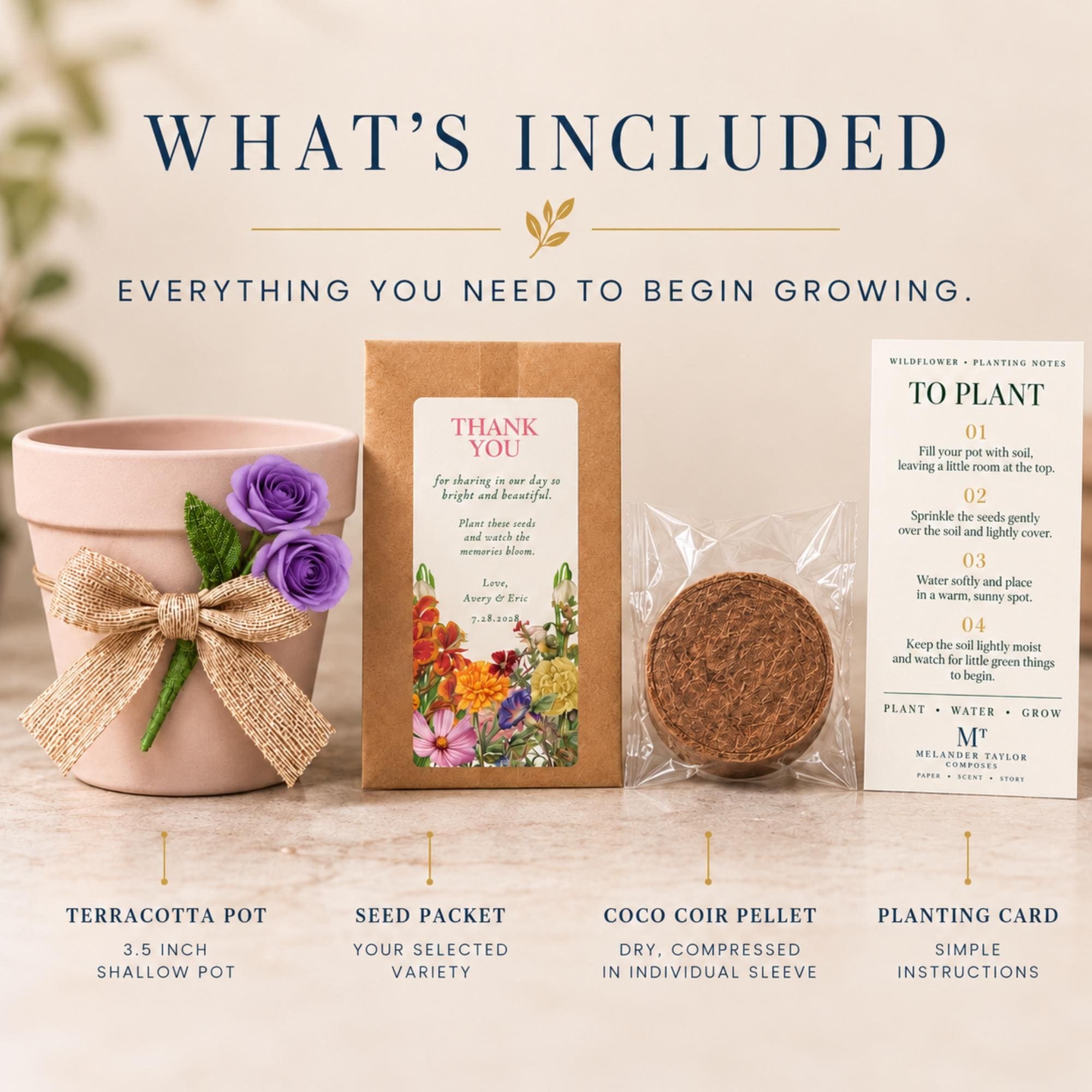 Personalized Wildflower Seed Favors, Terracotta Pot Wedding Favors, Mini Planting Kit, view 6