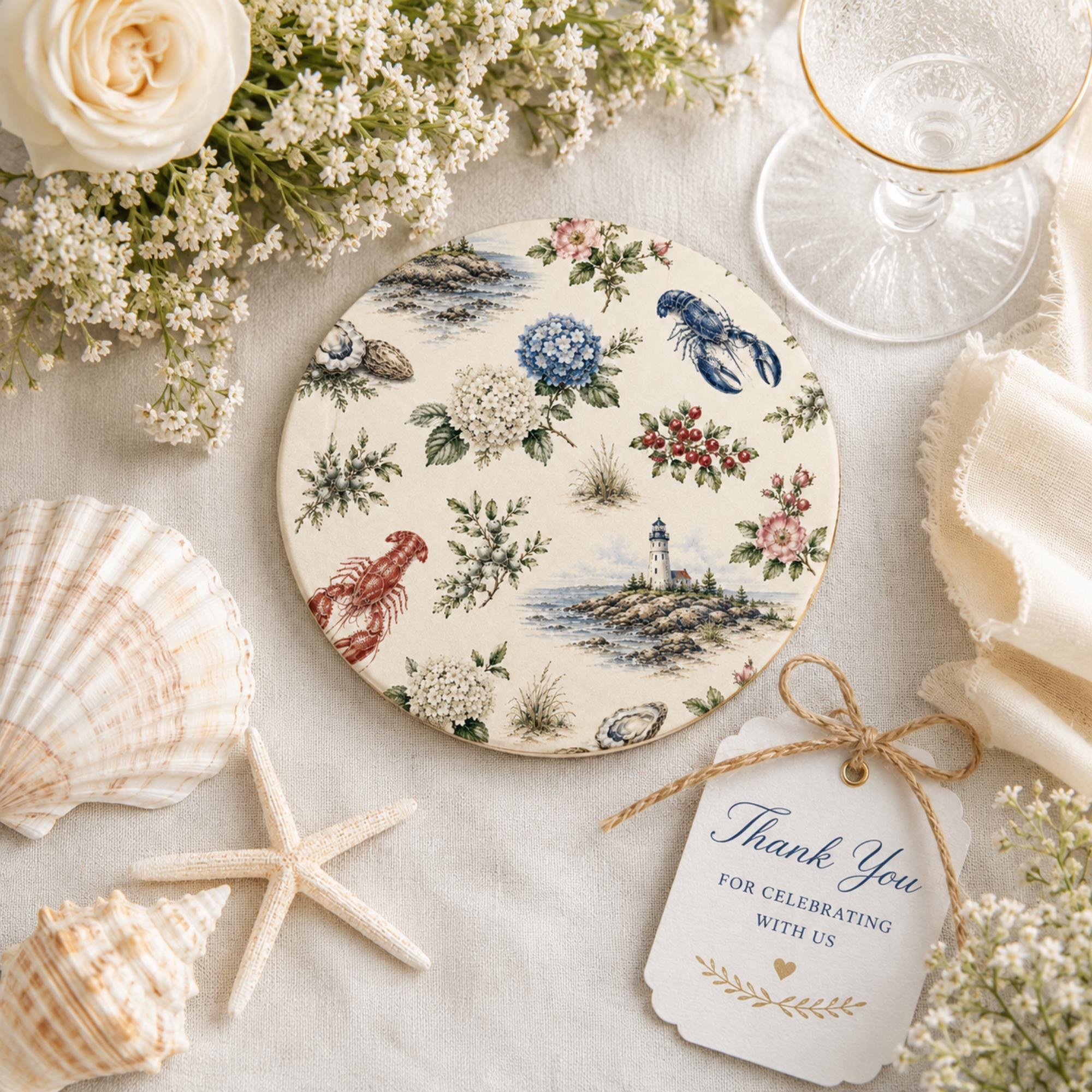Coasters | Ceramic Stone Coasters | Summer Design | Wedding or Party Favor Gift | Set of 4–16, view 3