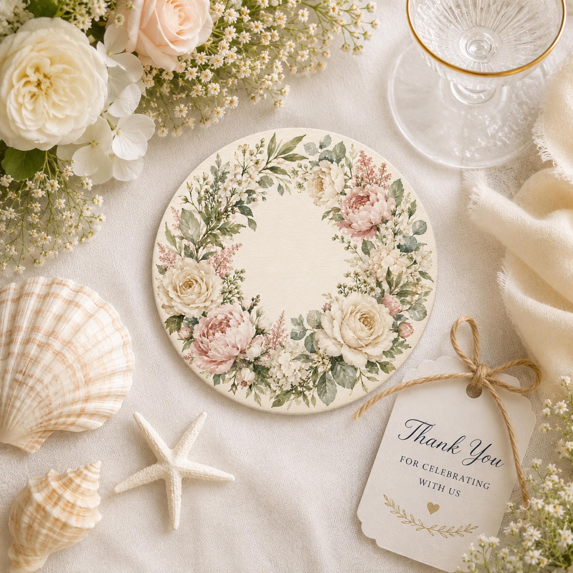 Coasters | Ceramic Stone Coasters | Summer Design | Wedding or Party Favor Gift | Set of 4–16, view 4