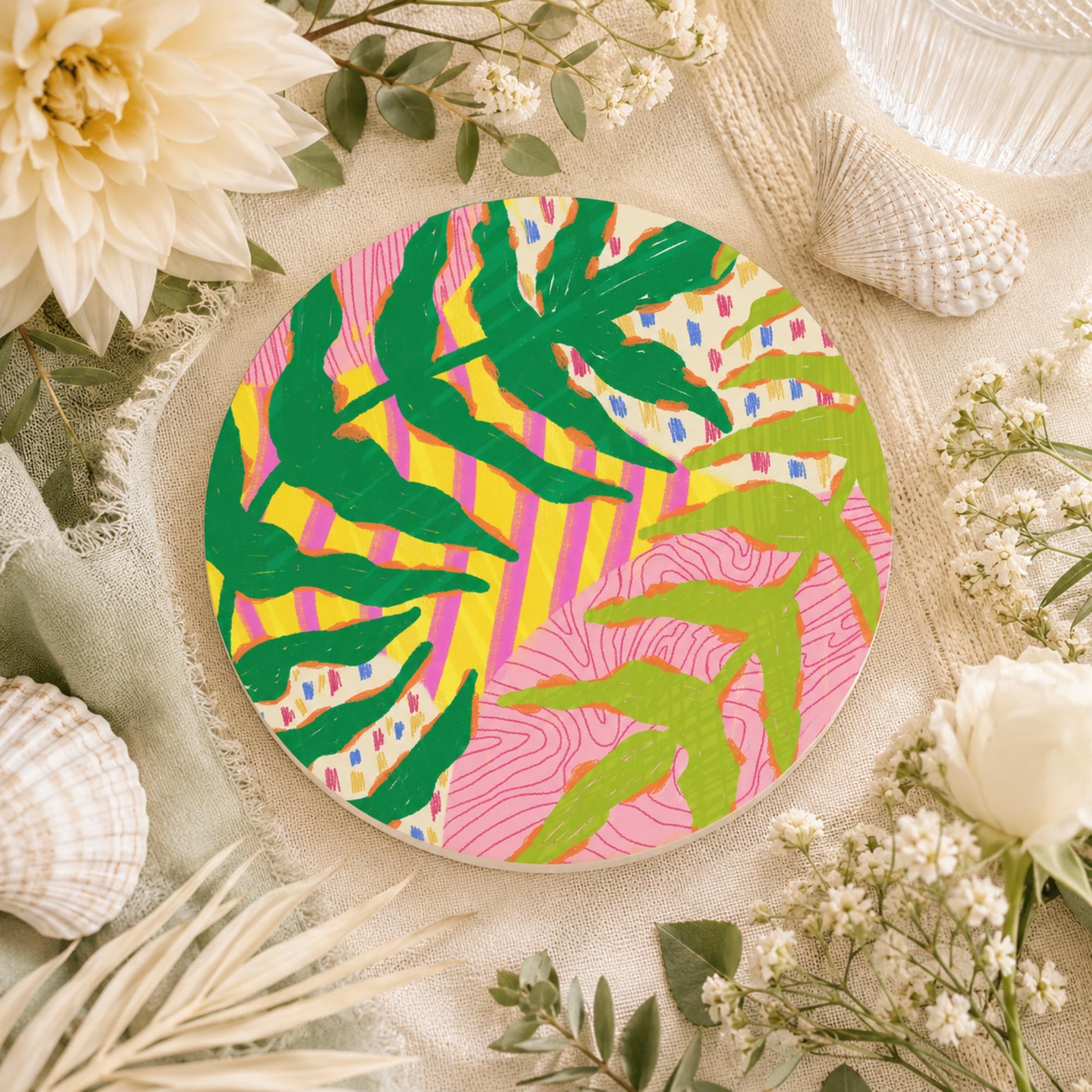 Coasters | Ceramic Stone Coasters | Summer Design | Wedding or Party Favor Gift | Set of 4–16, view 5