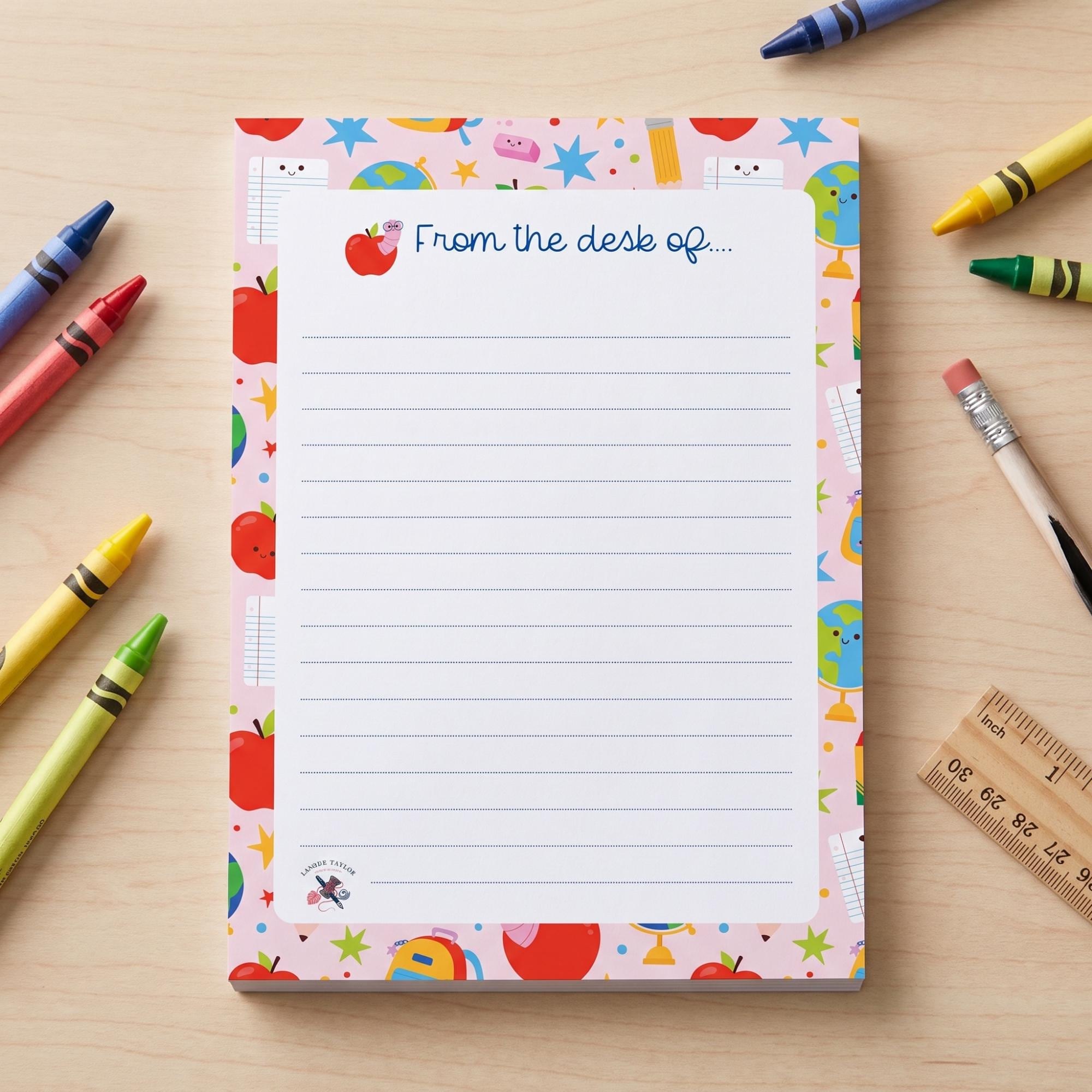 Personalized Teacher Stationery Set: Notepad, Sticky Notes, Notecards & Reward Stickers, School Designs, view 4