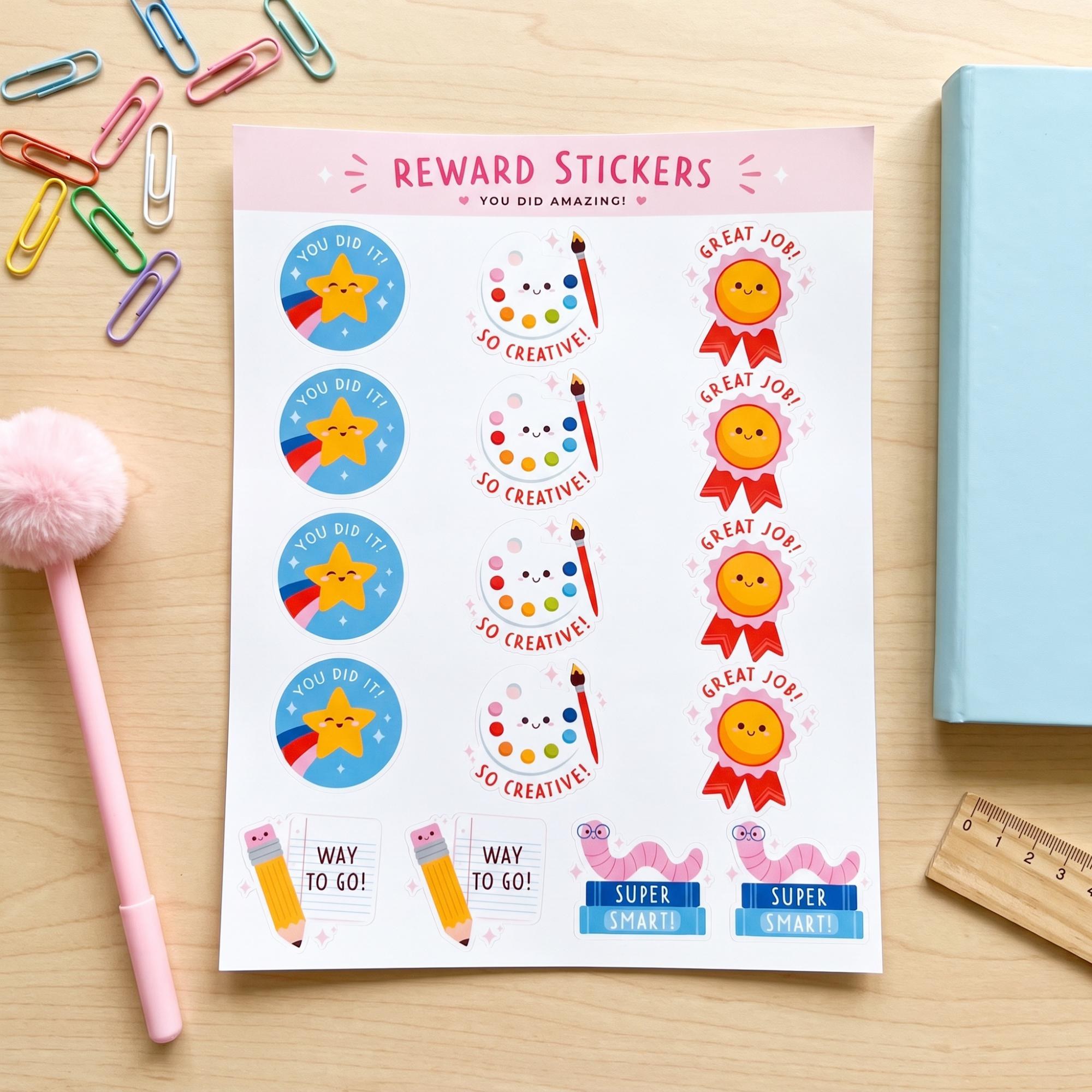 Personalized Teacher Stationery Set: Notepad, Sticky Notes, Notecards & Reward Stickers, School Designs, view 7