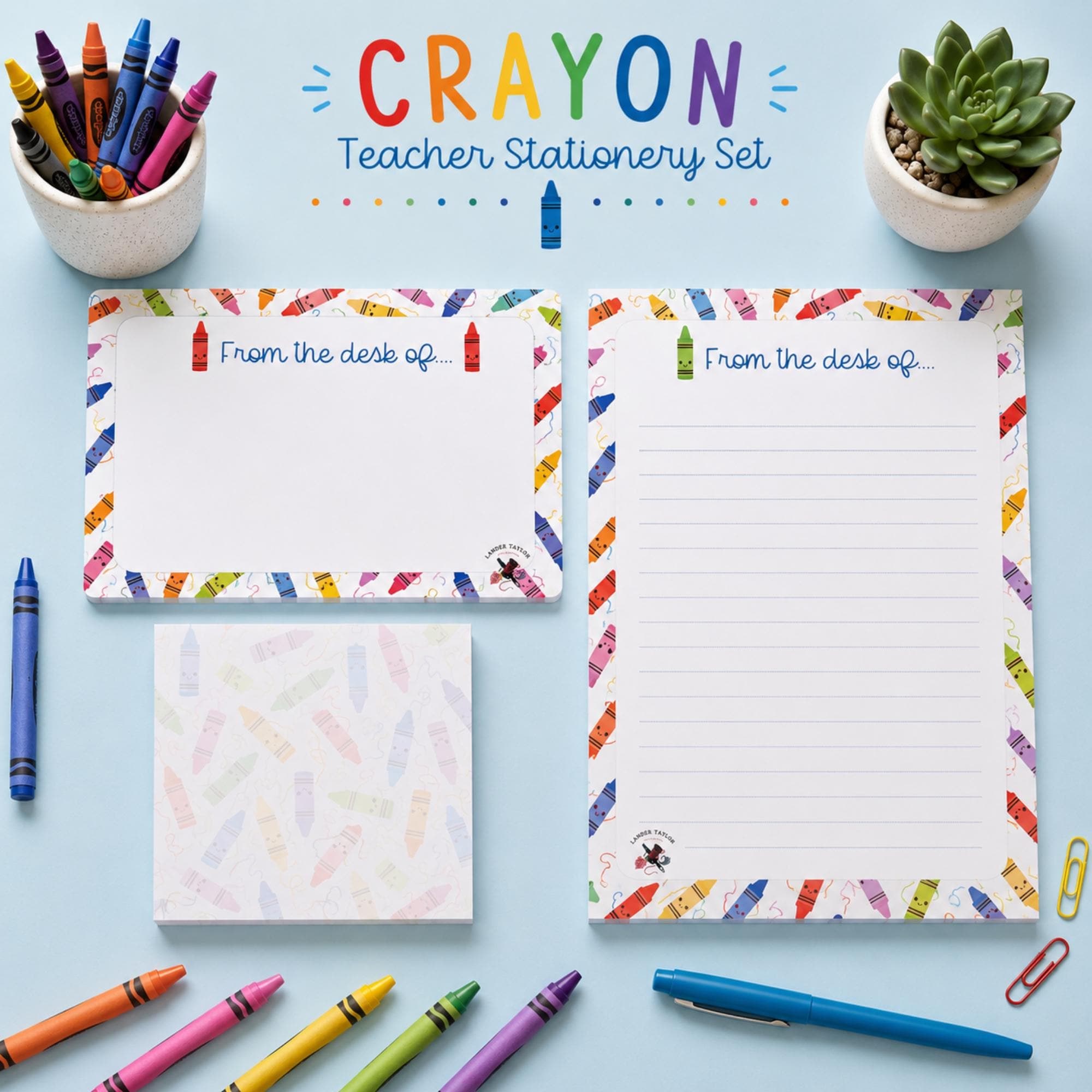 Personalized Teacher Stationery Set: Notepad, Sticky Notes, Notecards & Reward Stickers, School Designs, view 8