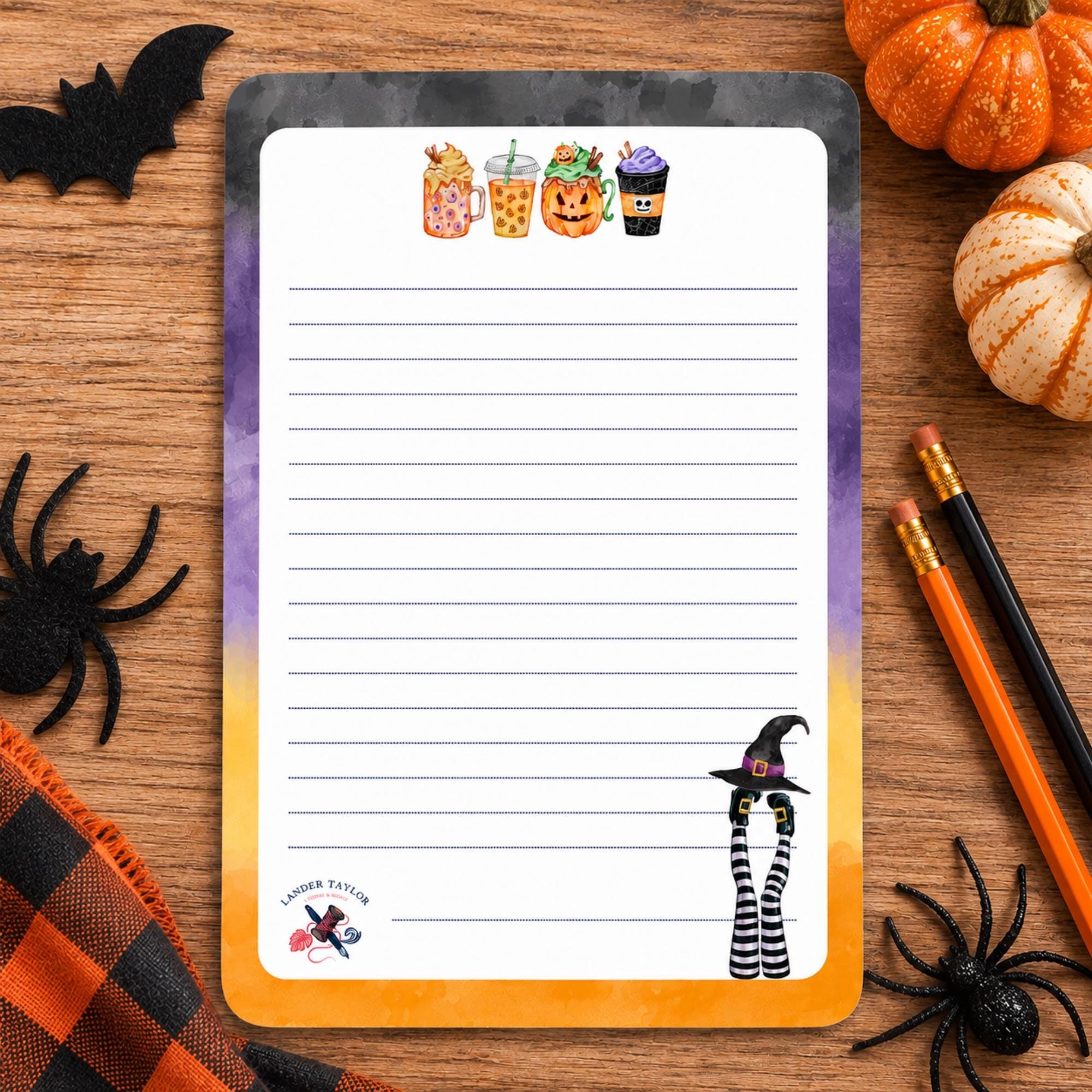 Halloween Stationery Set | Notepad, Notecards, Envelopes & Sticky Notes | Witch + Halloween Inspired Design, view 3