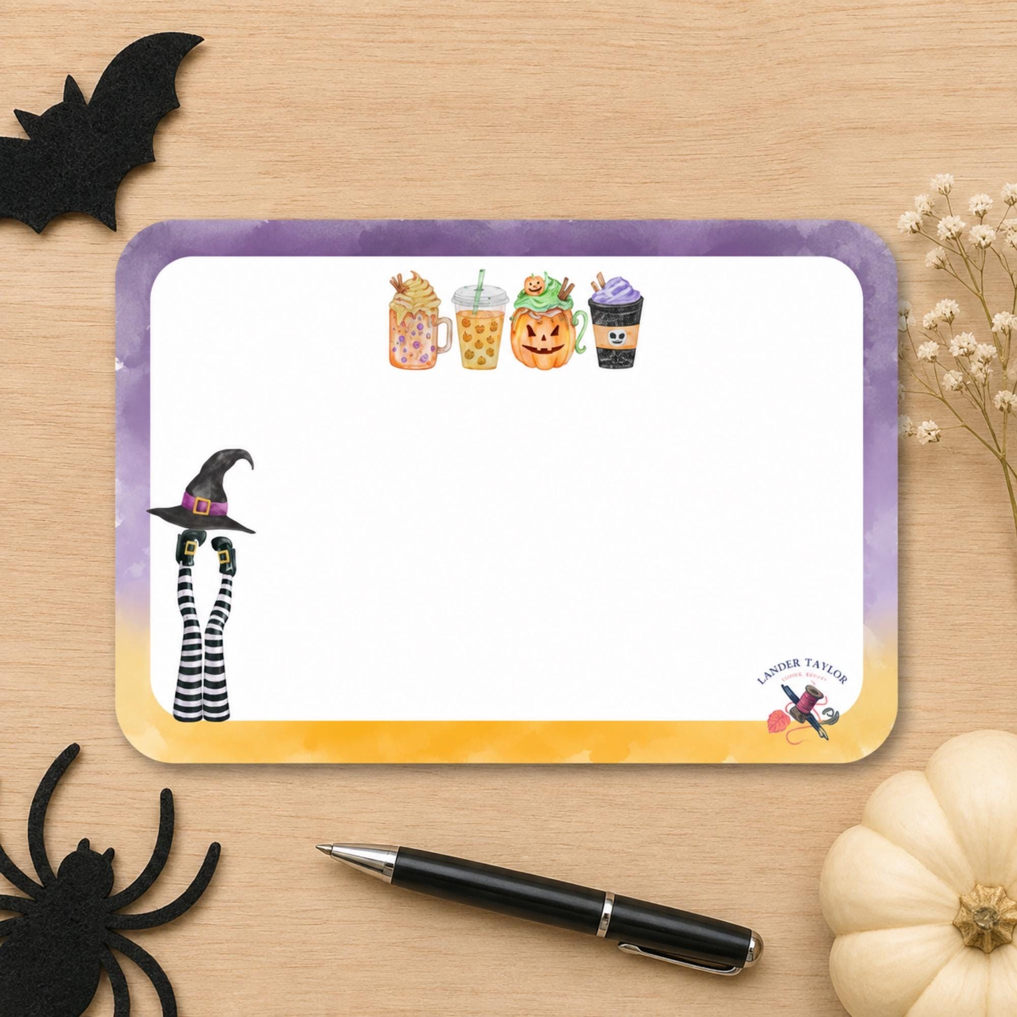 Halloween Stationery Set | Notepad, Notecards, Envelopes & Sticky Notes | Witch + Halloween Inspired Design, view 4