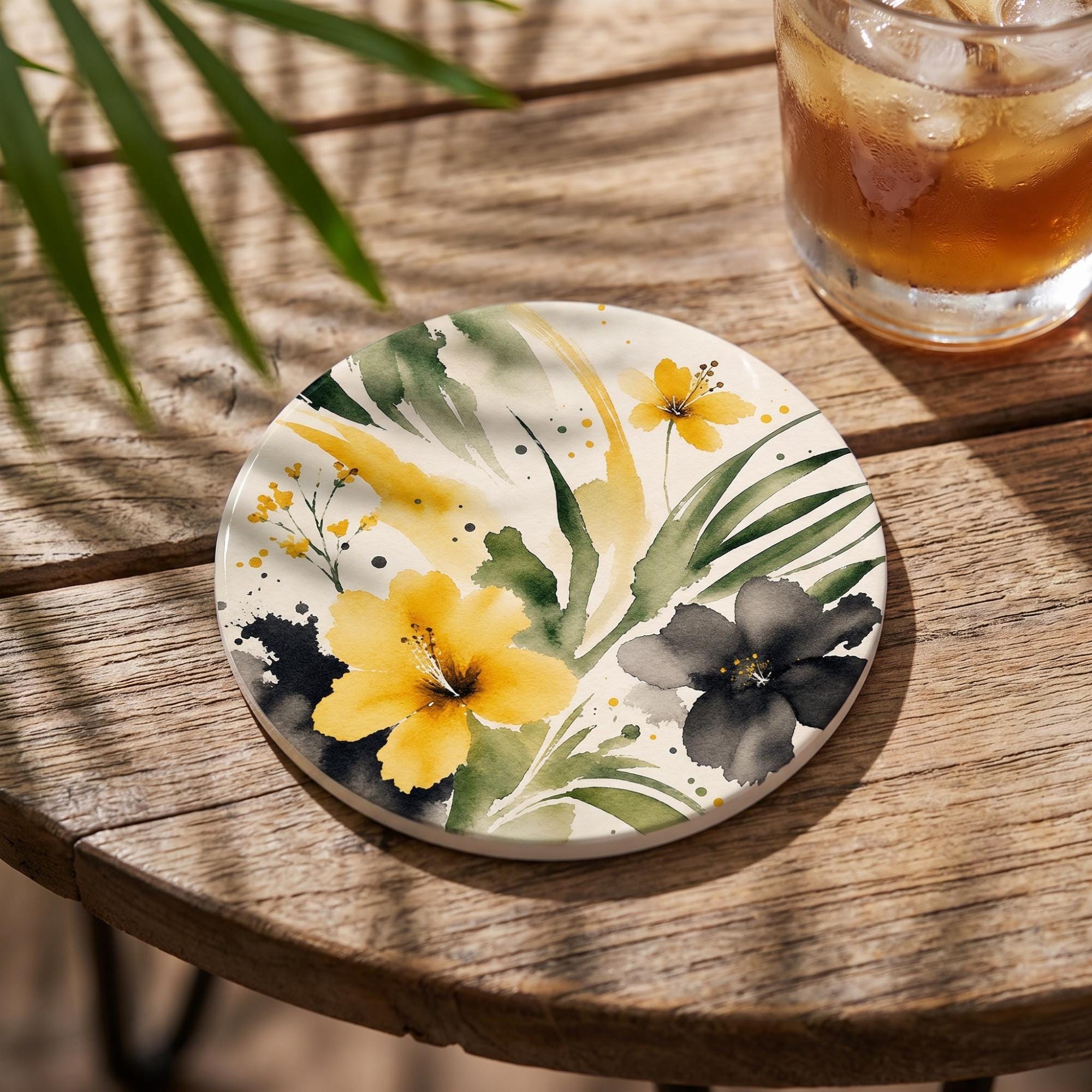 Jamaica Flag Ceramic Coasters | Jamaica Gift | Caribbean Home Décor | Cork-Backed, view 6
