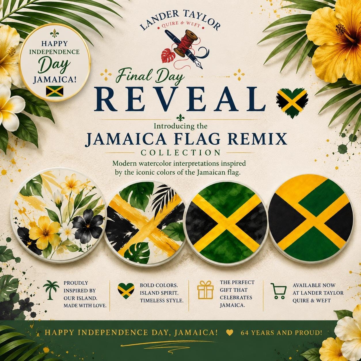 Jamaica Flag Ceramic Coasters | Jamaica Gift | Caribbean Home Décor | Cork-Backed, view 8