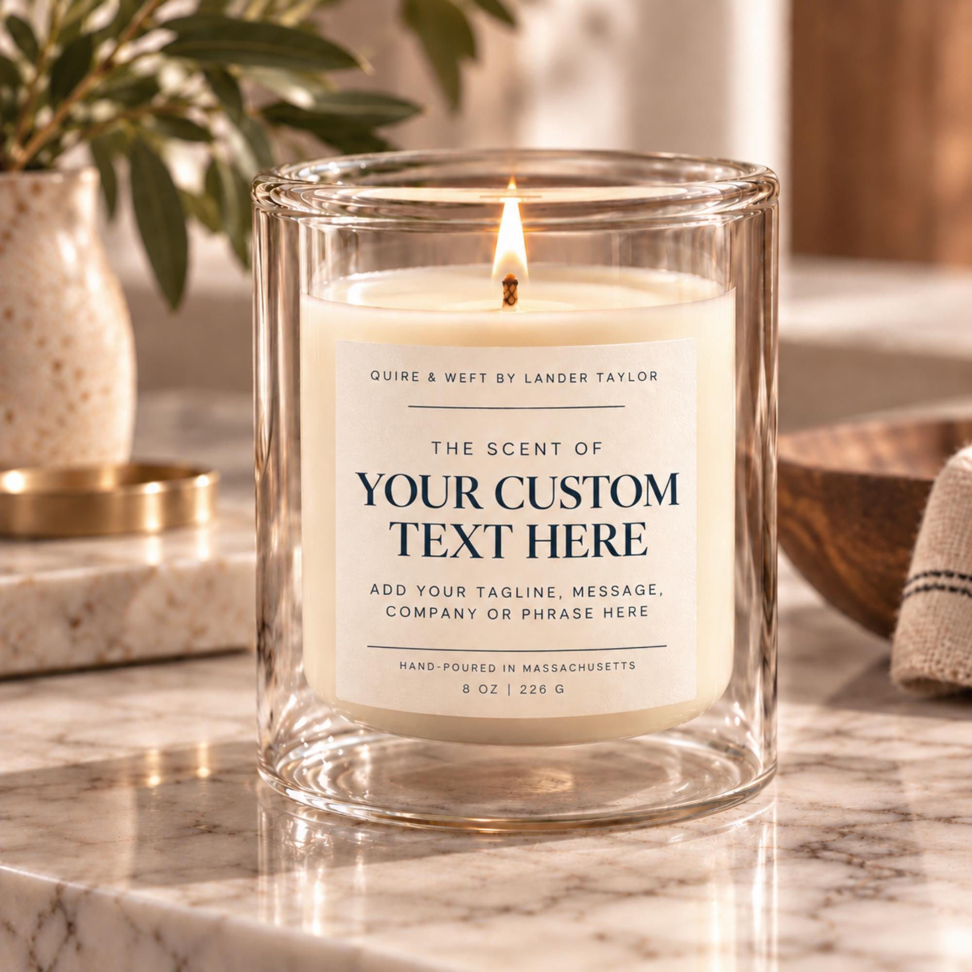 Personalized Candle with Custom Message, 8oz, Double Wall Glass, Bulk Candle Corporate Gifts
