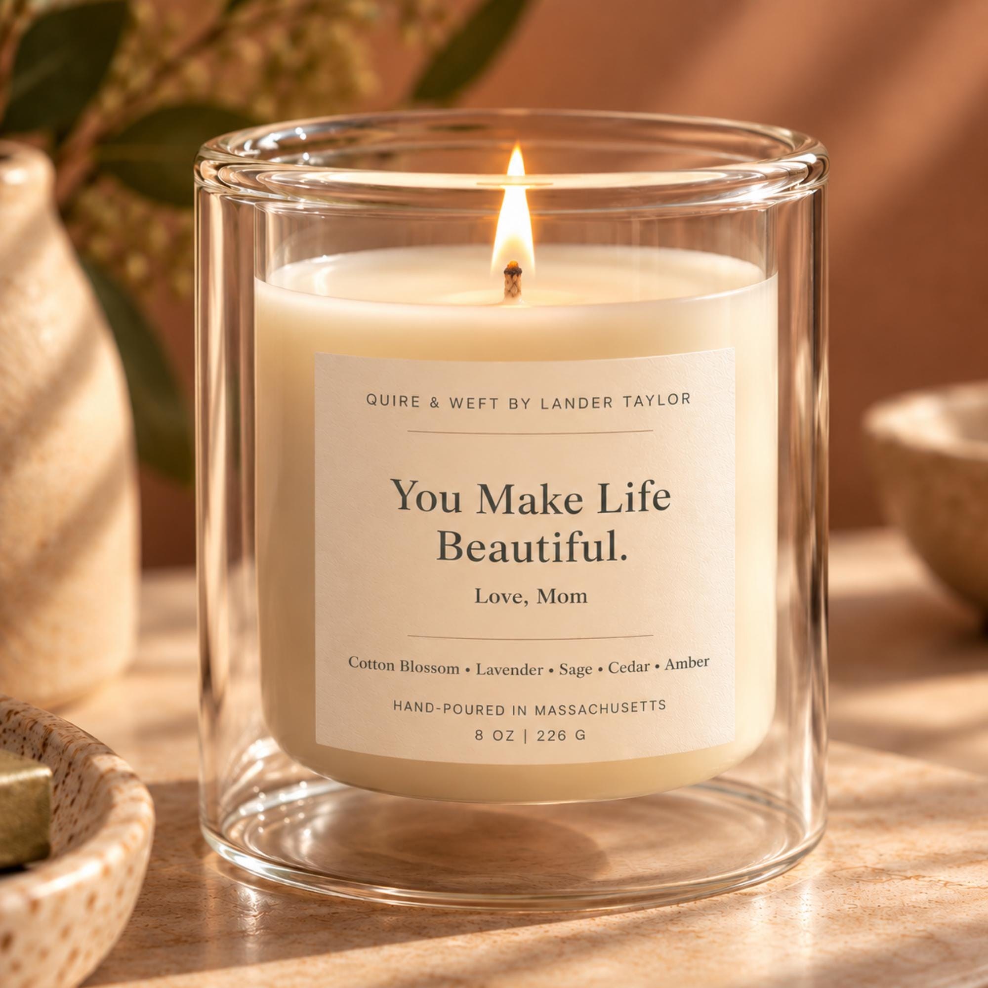 Personalized Candle with Custom Message, 8oz, Double Wall Glass, Bulk Candle Corporate Gifts, view 2