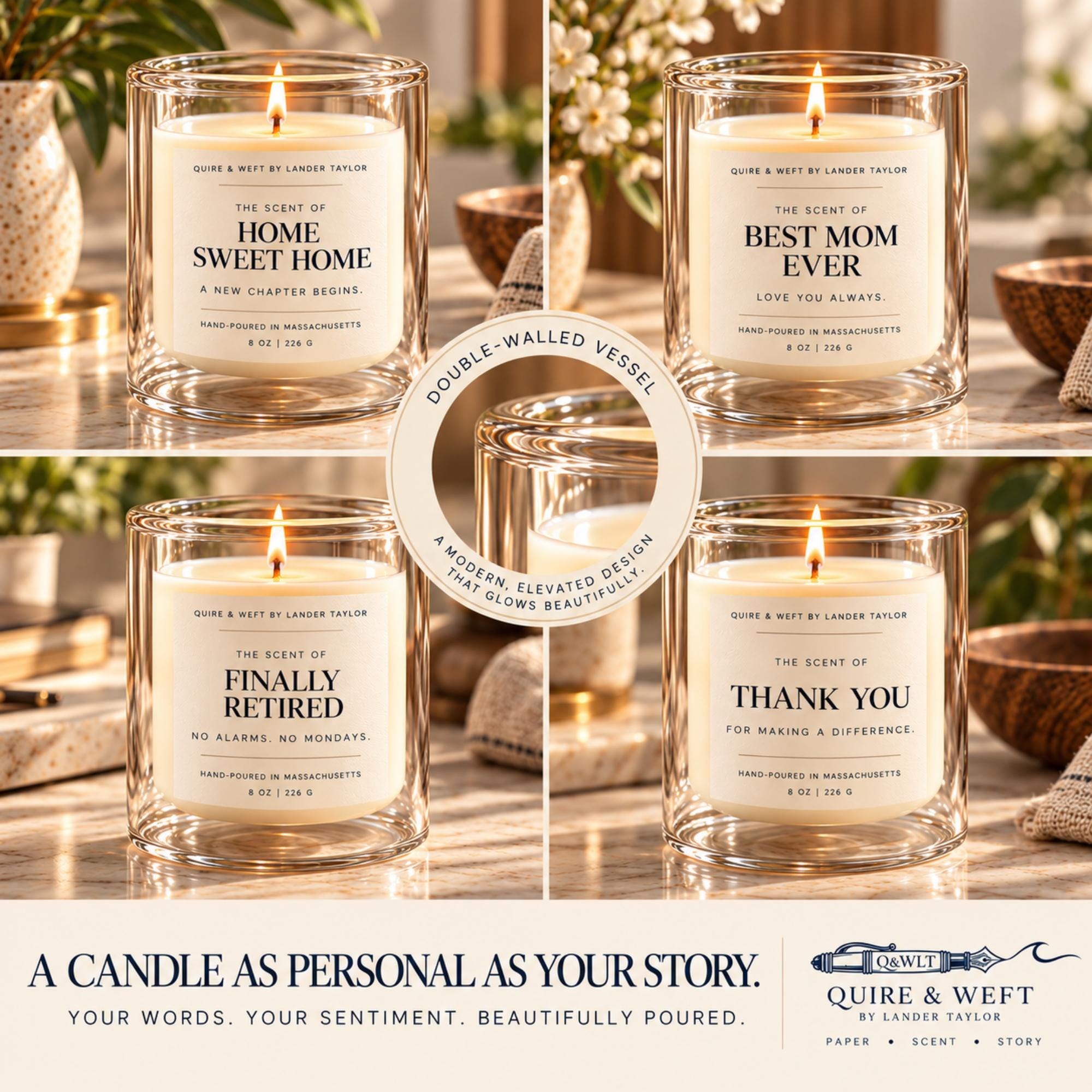 Personalized Candle with Custom Message, 8oz, Double Wall Glass, Bulk Candle Corporate Gifts, view 3