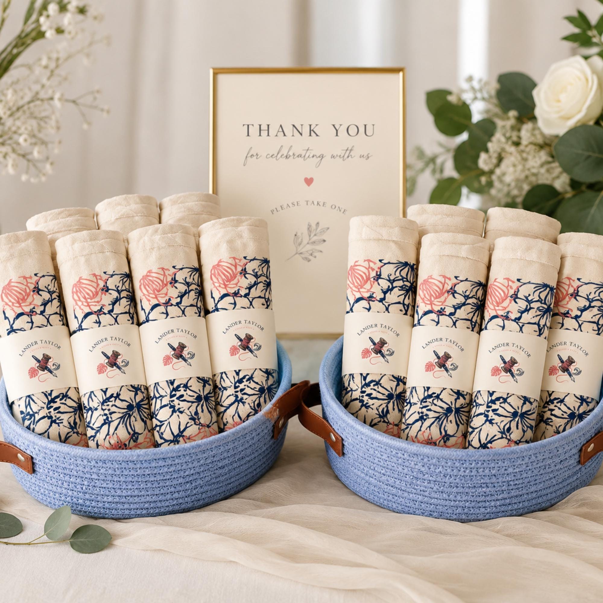 Custom Floral Wedding Favor Tote Bag, Personalized Keepsake Gift Bag, view 3