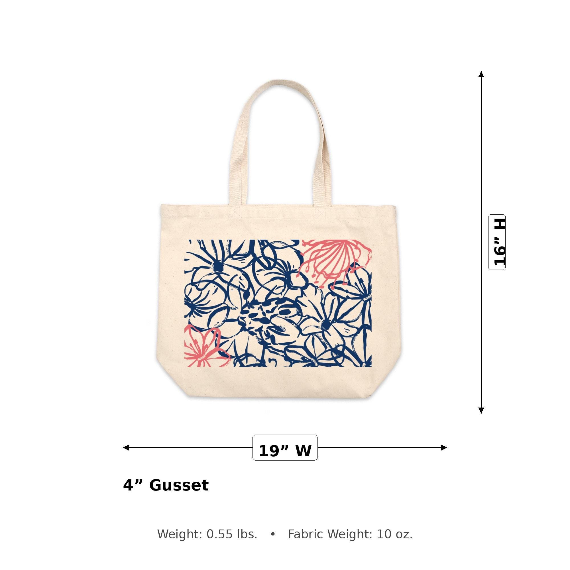 Custom Floral Wedding Favor Tote Bag, Personalized Keepsake Gift Bag, view 5