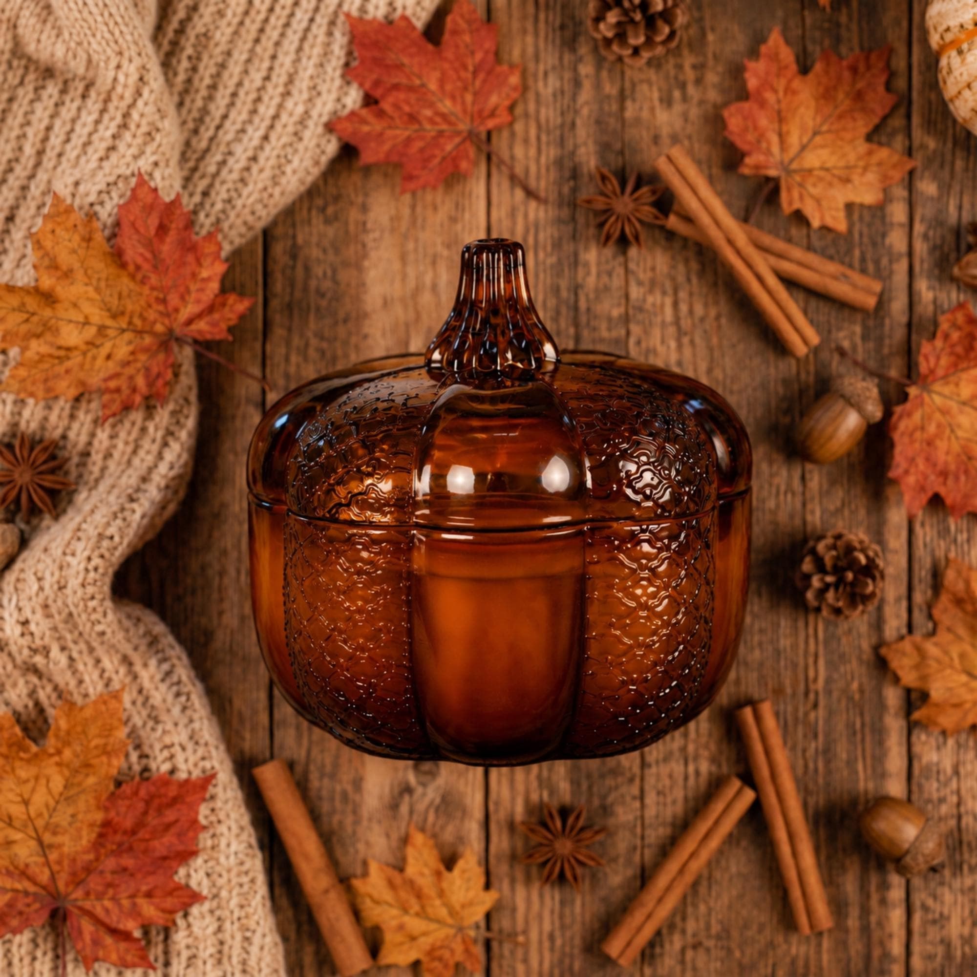 Pumpkin Candle, Triple Wood Wicks, Hand Poured, 12.5oz, Autumn Home Decor, Pumpkin Patch Dream, view 5
