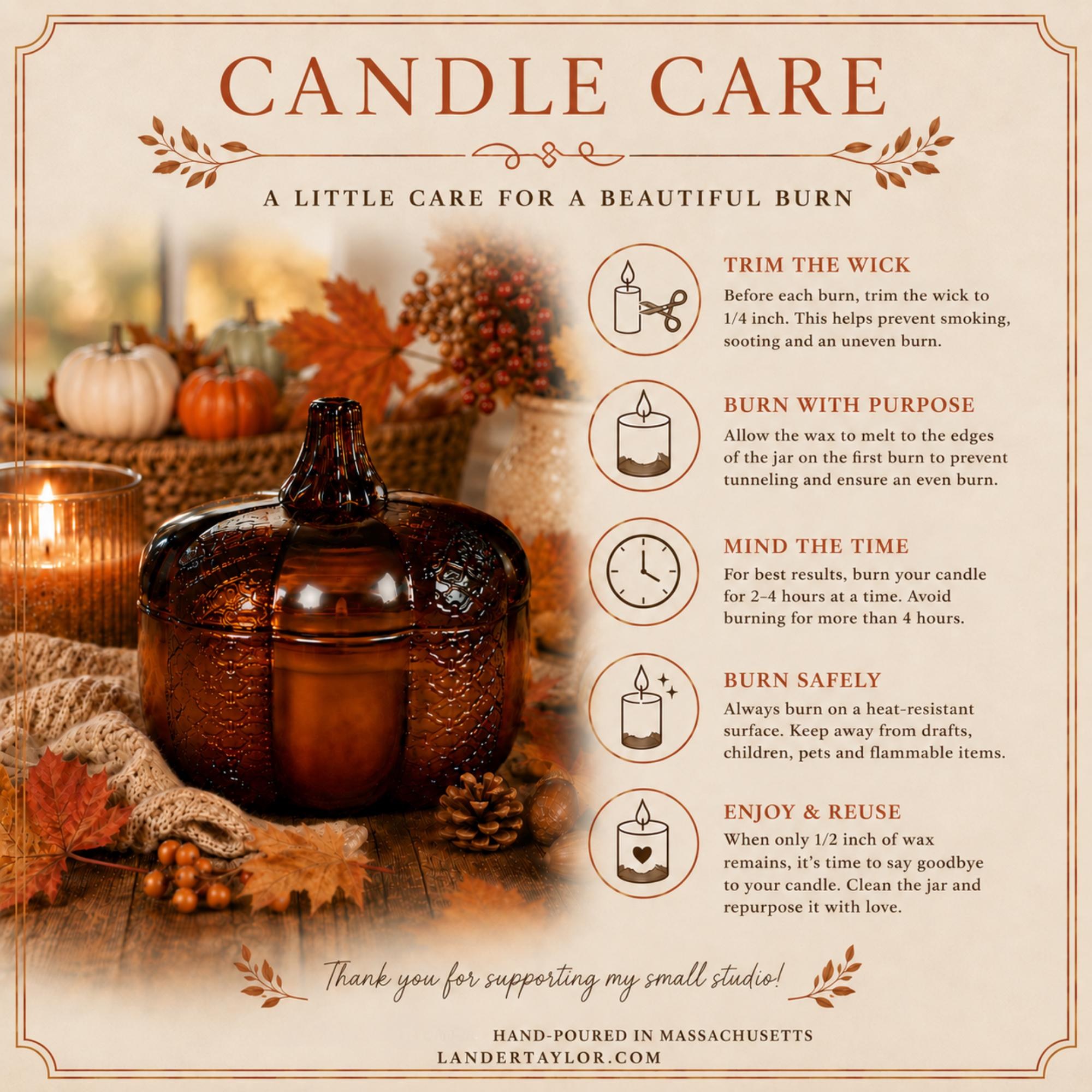 Pumpkin Candle, Triple Wood Wicks, Hand Poured, 12.5oz, Autumn Home Decor, Pumpkin Patch Dream, view 6