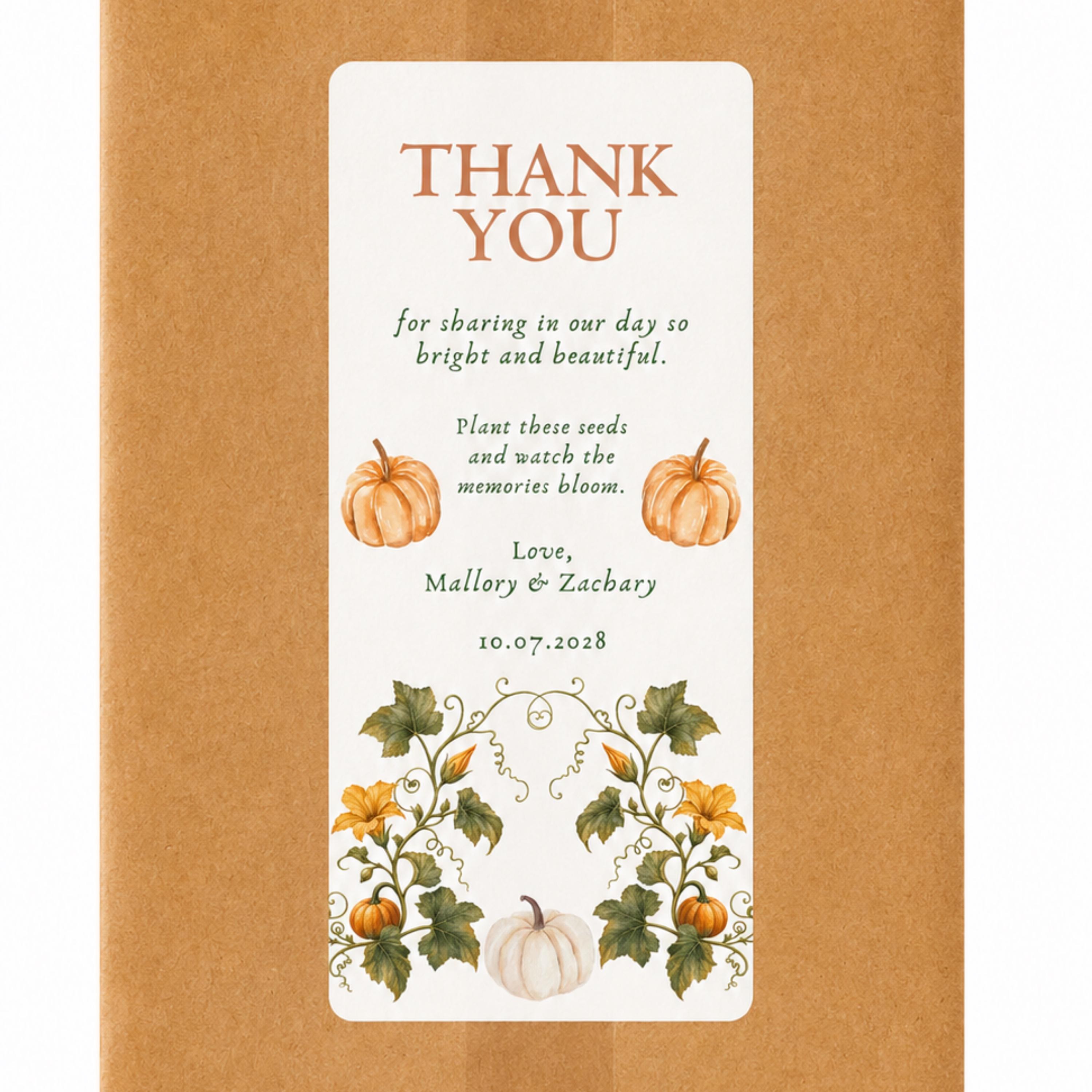 Personalized Pumpkin Seed Party Favors, Heirloom Pumpkin Seeds, Terracotta Pot Planting Kit, view 2