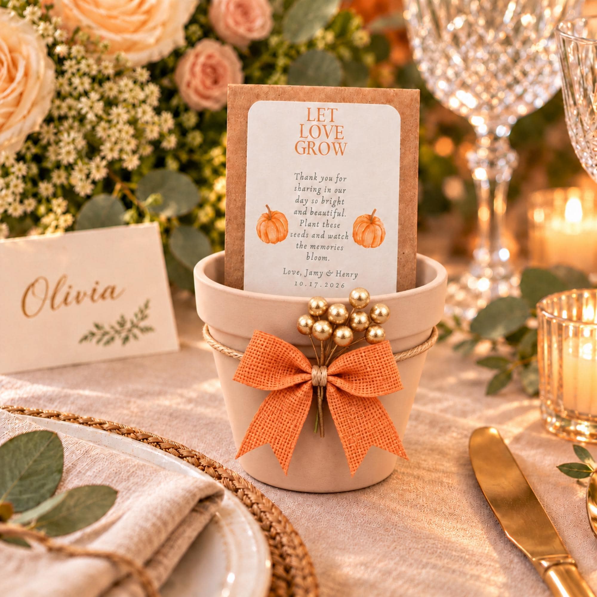 Personalized Pumpkin Seed Party Favors, Heirloom Pumpkin Seeds, Terracotta Pot Planting Kit, view 7