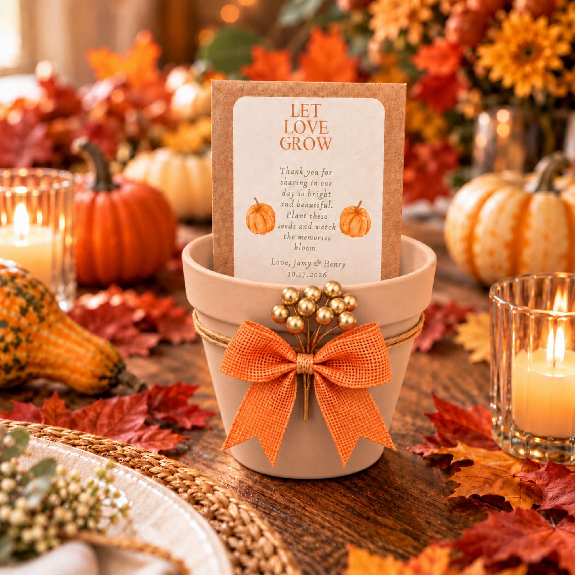 Personalized Pumpkin Seed Party Favors, Heirloom Pumpkin Seeds, Terracotta Pot Planting Kit, view 8