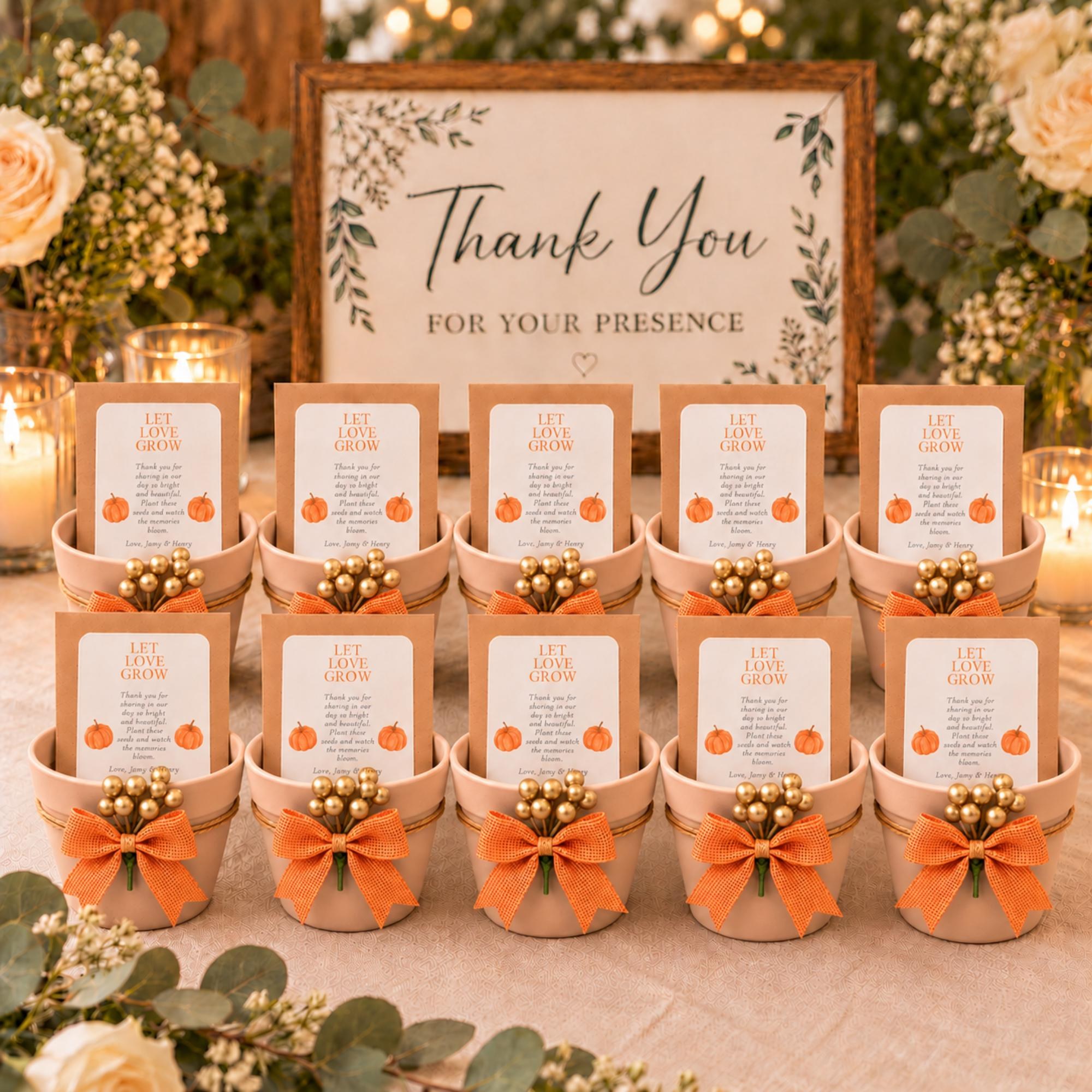 Personalized Pumpkin Seed Party Favors, Heirloom Pumpkin Seeds, Terracotta Pot Planting Kit, view 9