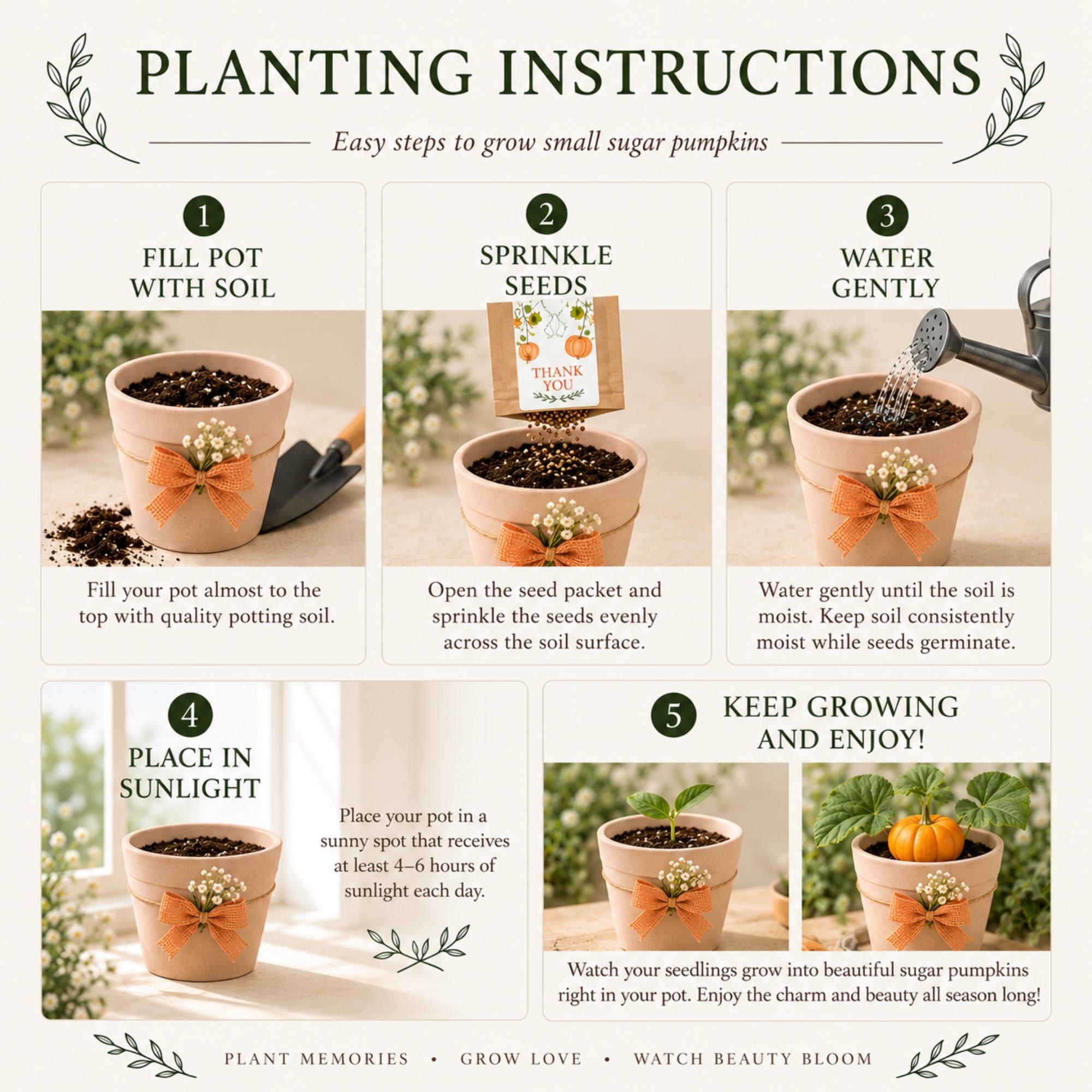 Personalized Pumpkin Seed Party Favors, Heirloom Pumpkin Seeds, Terracotta Pot Planting Kit, view 10