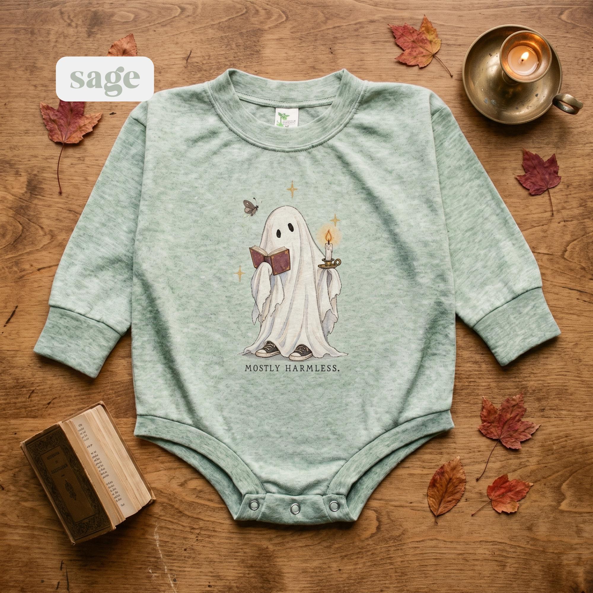 Halloween Baby Ghost Romper, Long Sleeves, view 2