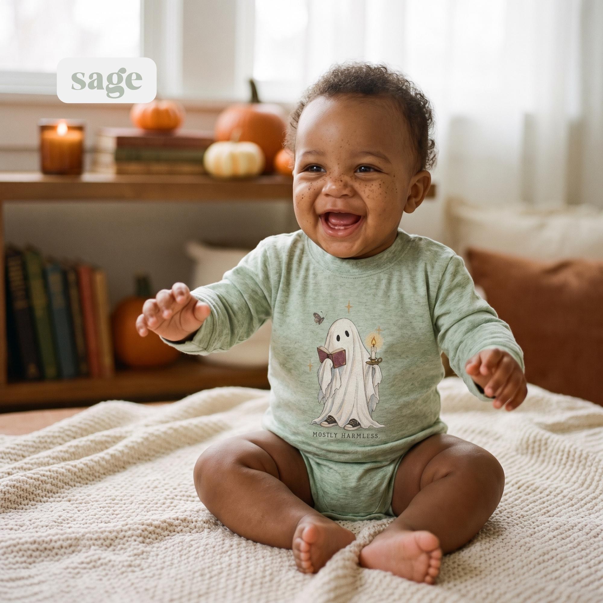 Halloween Baby Ghost Romper, Long Sleeves, view 6