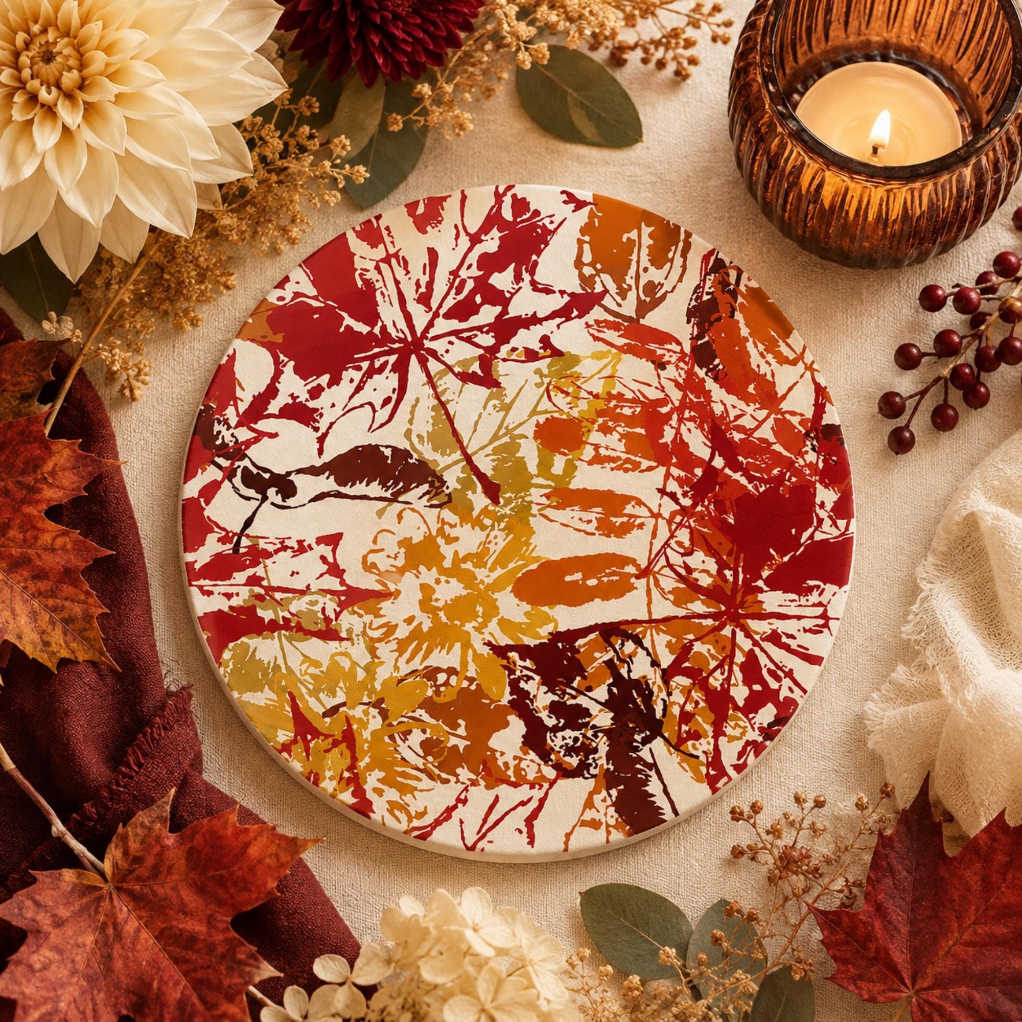 Coasters | Ceramic Stone Coasters | Fall Design | Wedding or Party Favor Gift | Set of 4–16, view 5